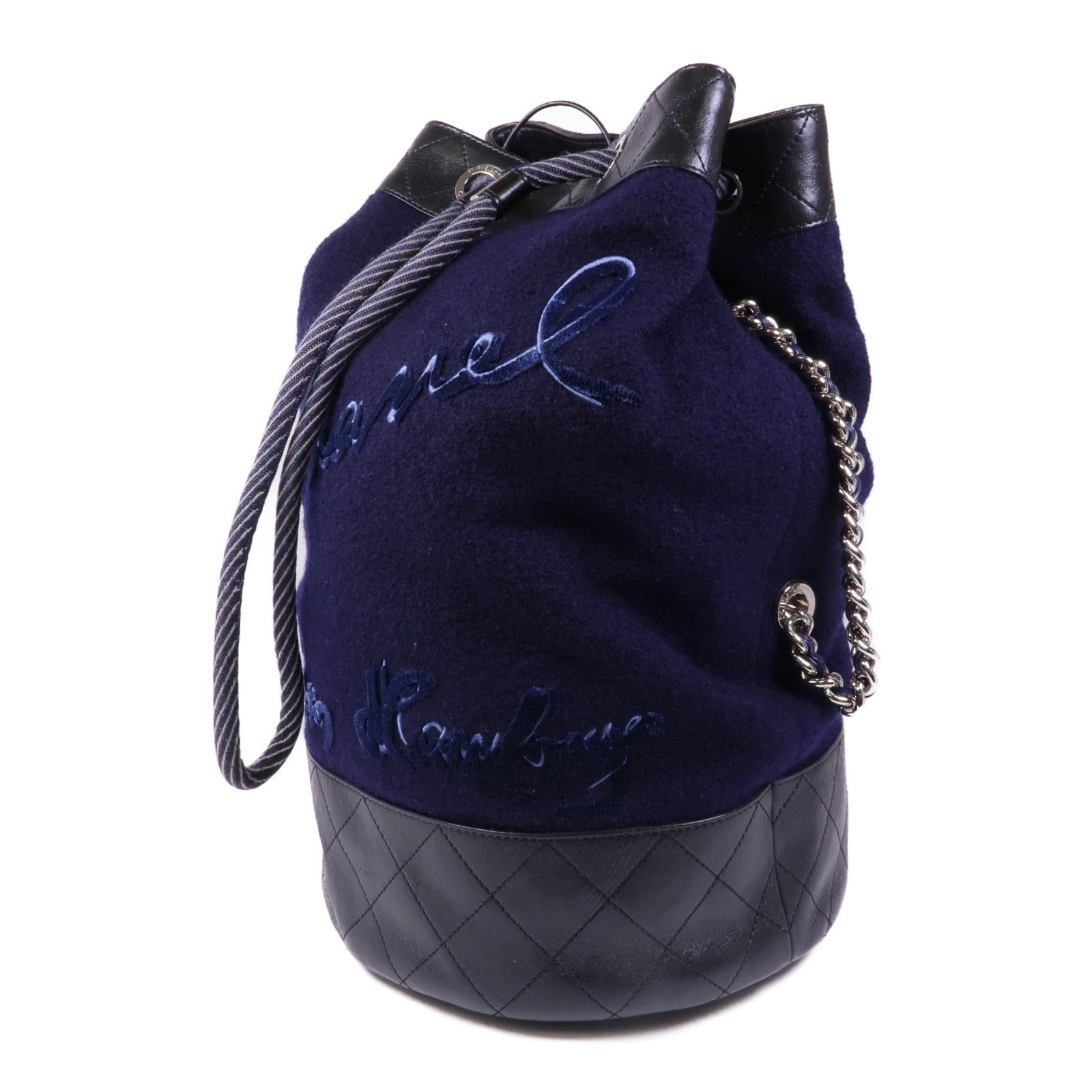 CHANEL 羊毛Backpack銀扣肩背袋