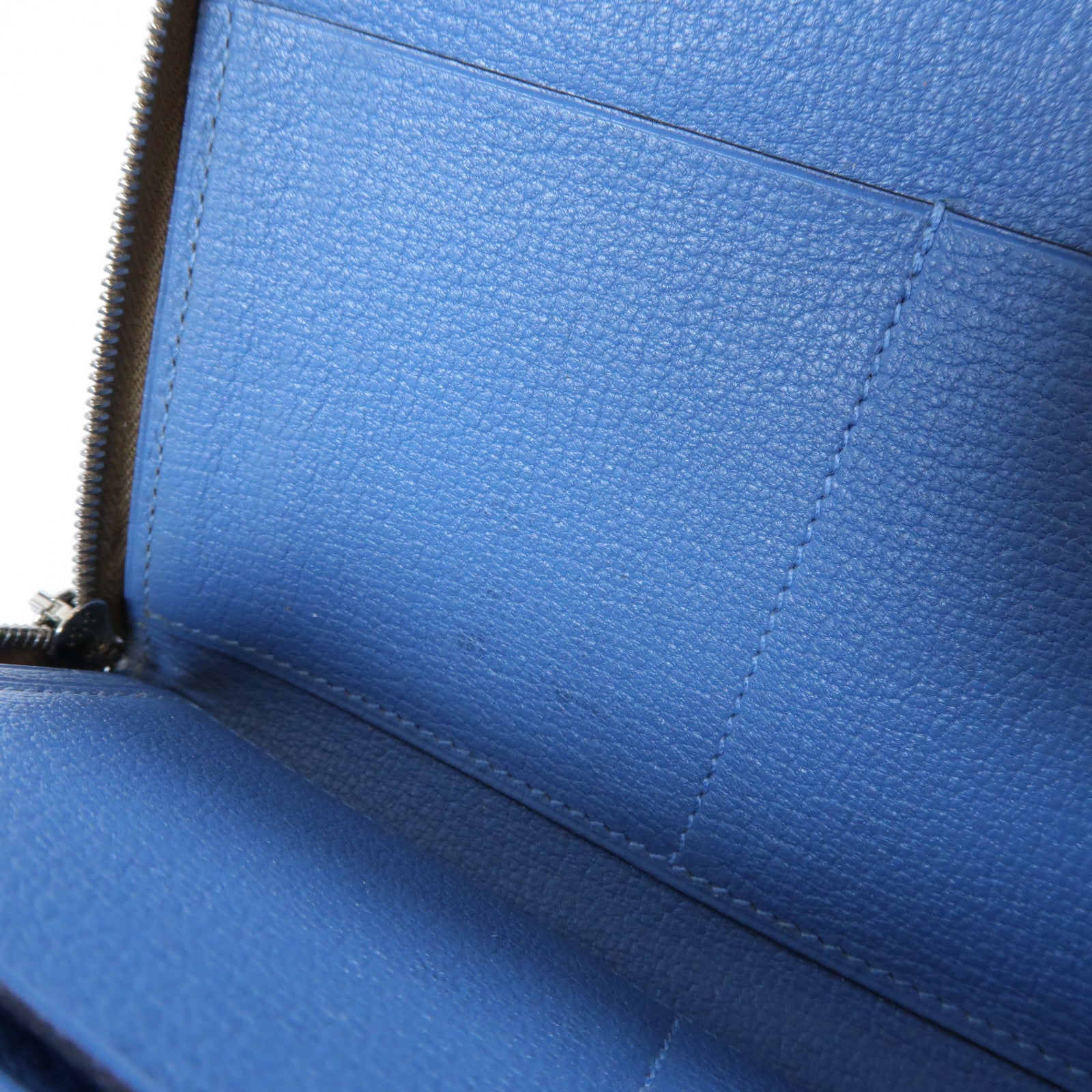 HERMES 【激減優惠】Epsom皮革Pouch Long Wallet銀扣長錢包啡色/藍色