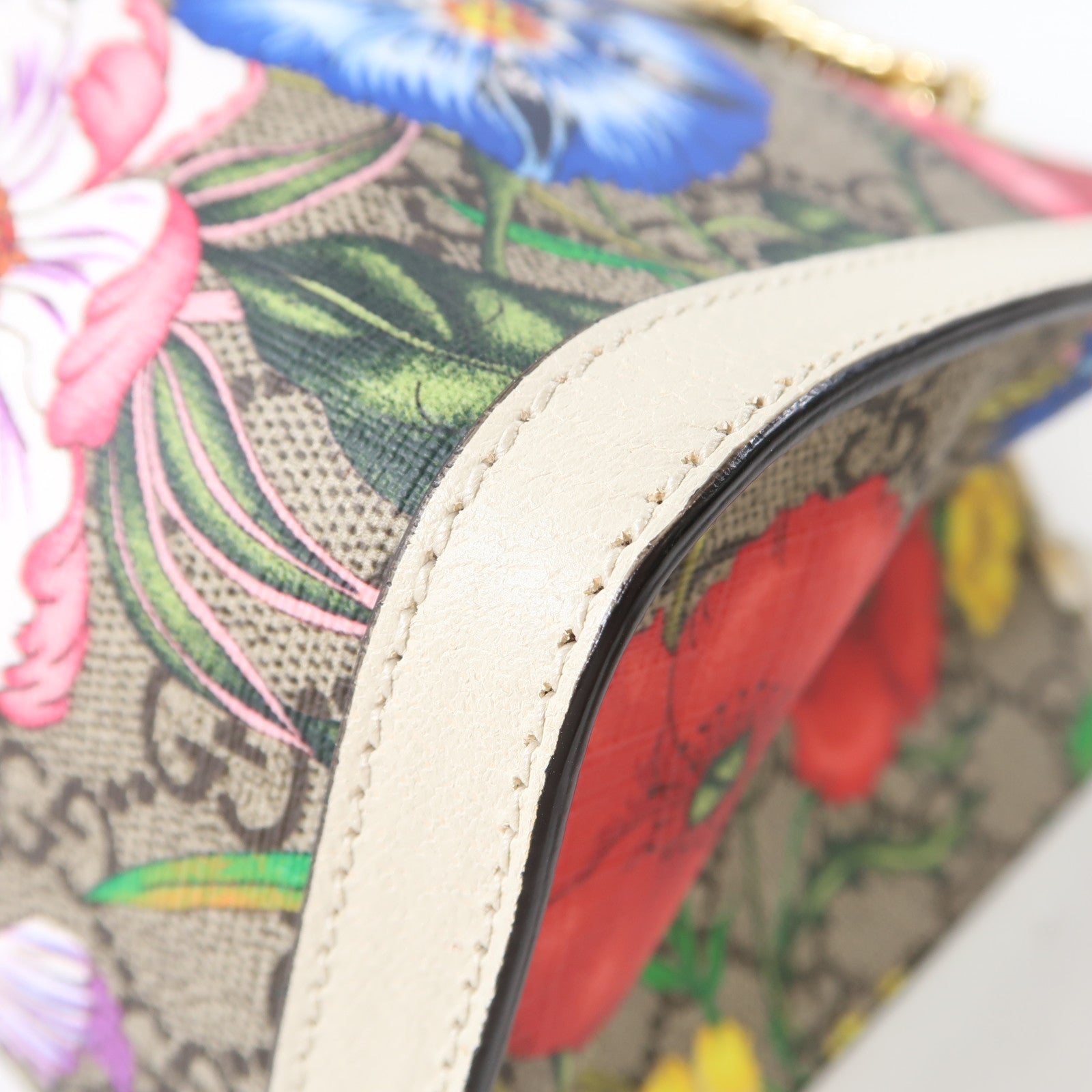 GUCCI 塗層帆布Shoulder Bag金扣肩背袋啡色/白色/彩色