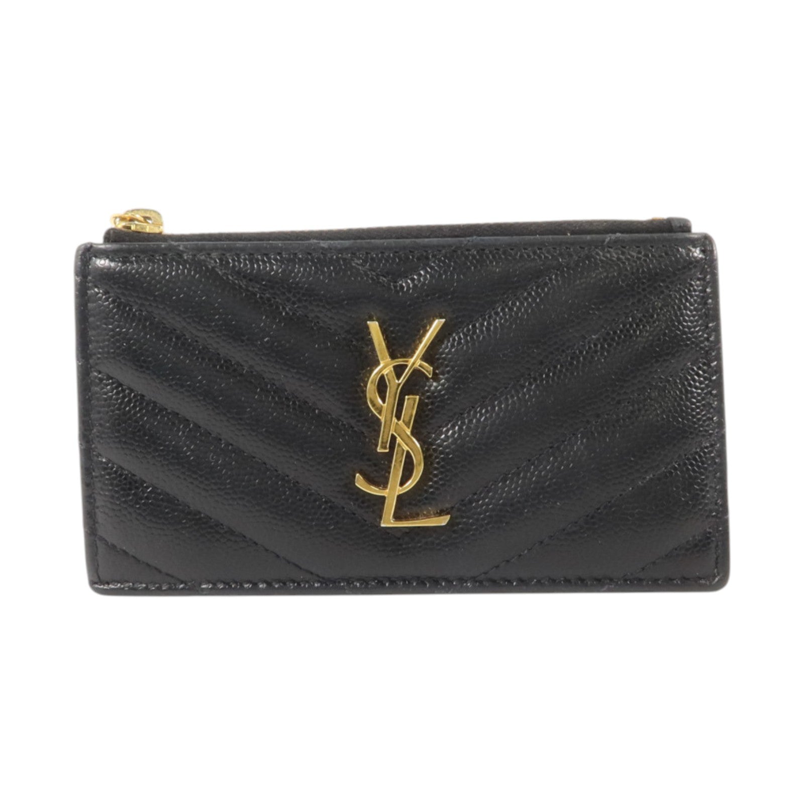 YVES SAINT LAURENT 牛皮皮革Card Case金扣卡片套