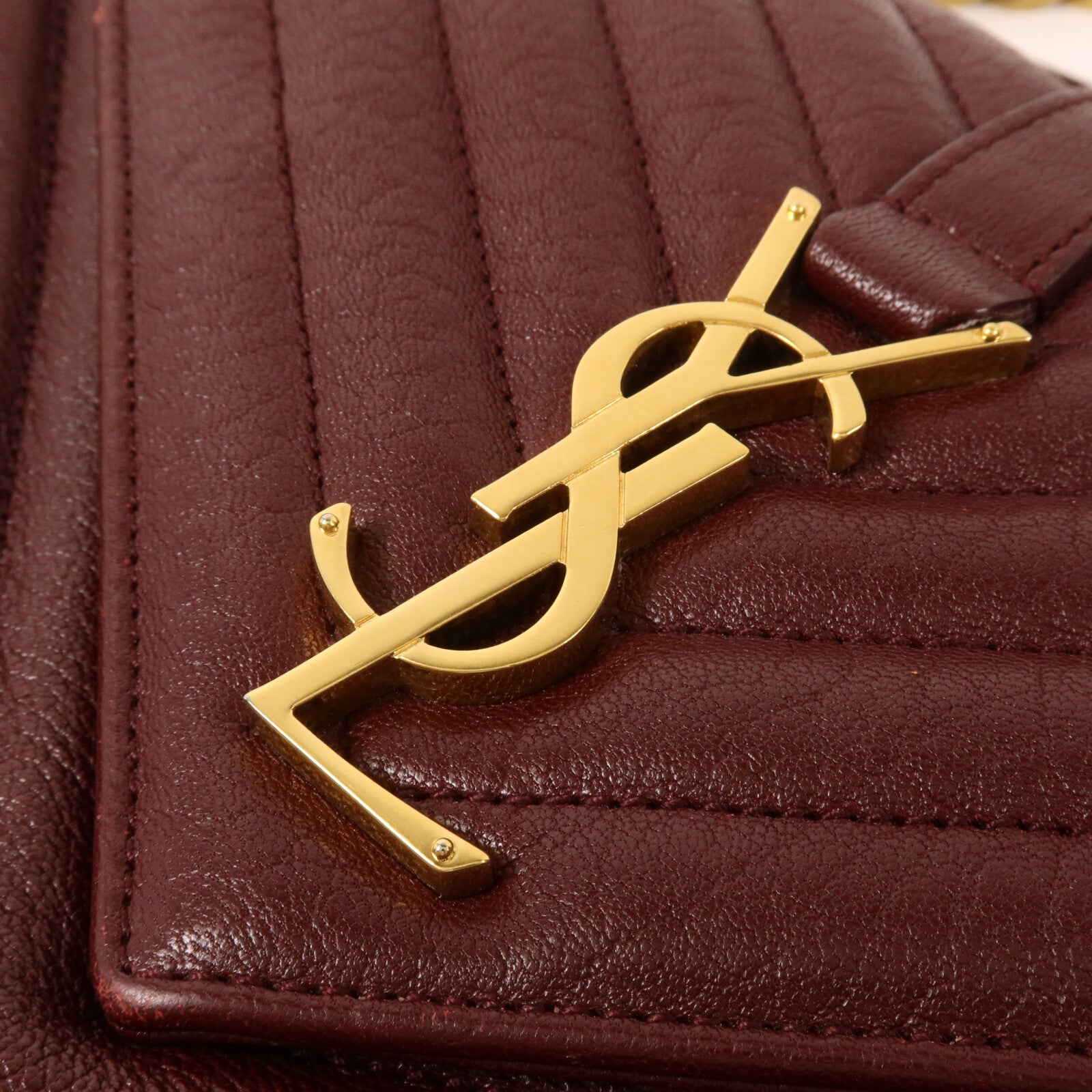 SAINT LAURENT 牛皮皮革College Large鏈帶手挽肩背兩用袋