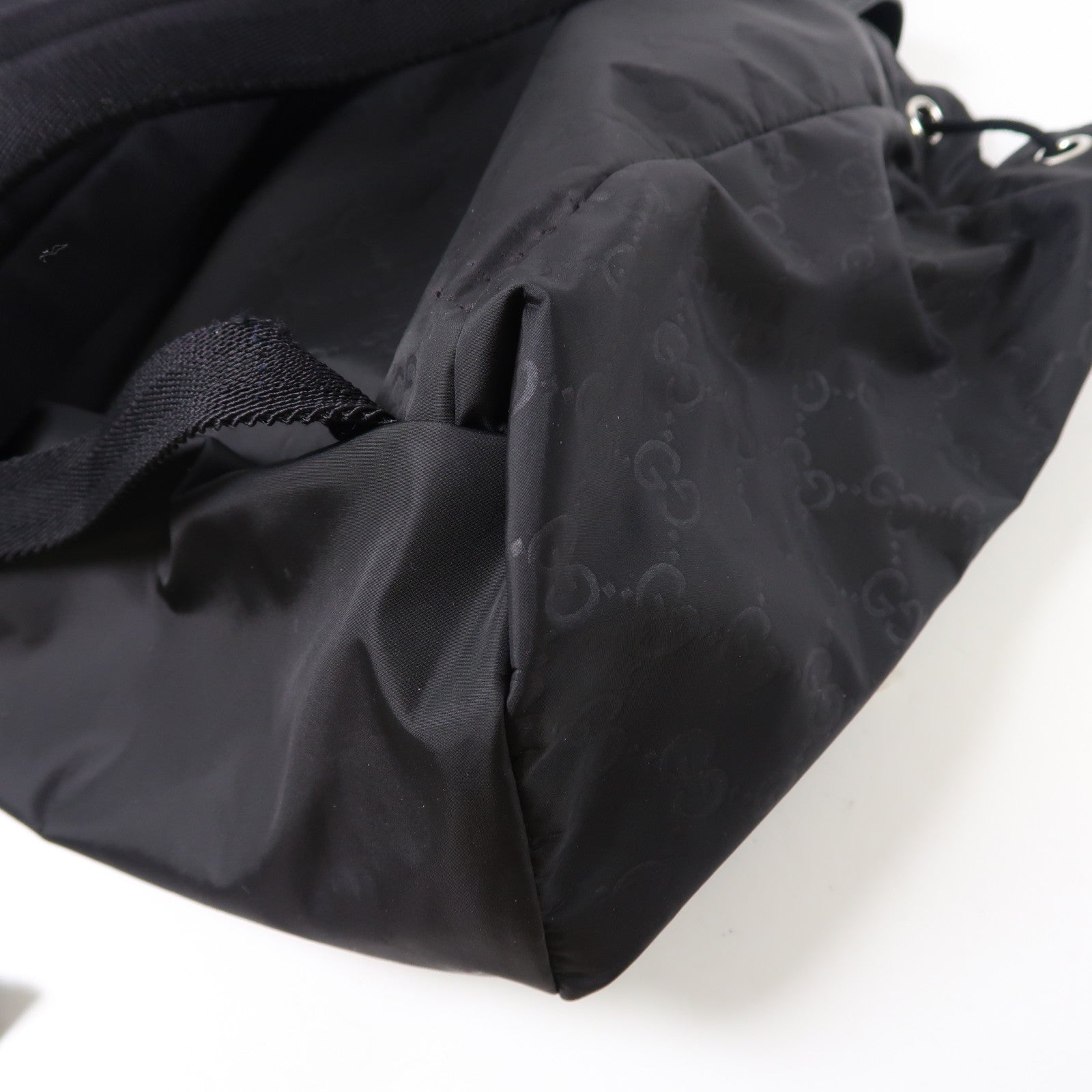 GUCCI 尼龍Backpack銀扣背包黑色