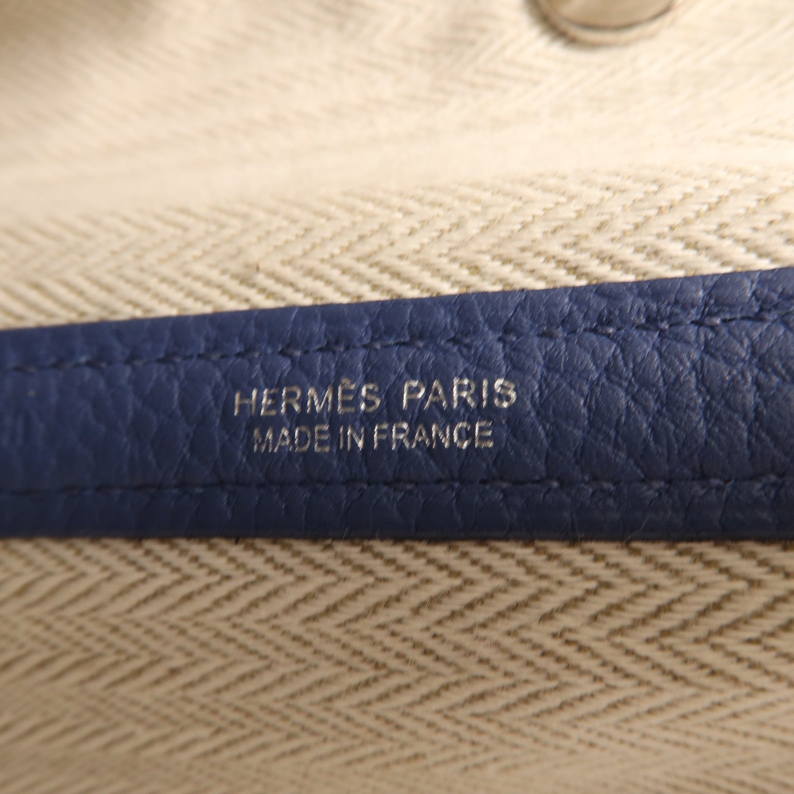 HERMES Negonda皮革Garden Party PM銀扣手挽袋Bleu Agate