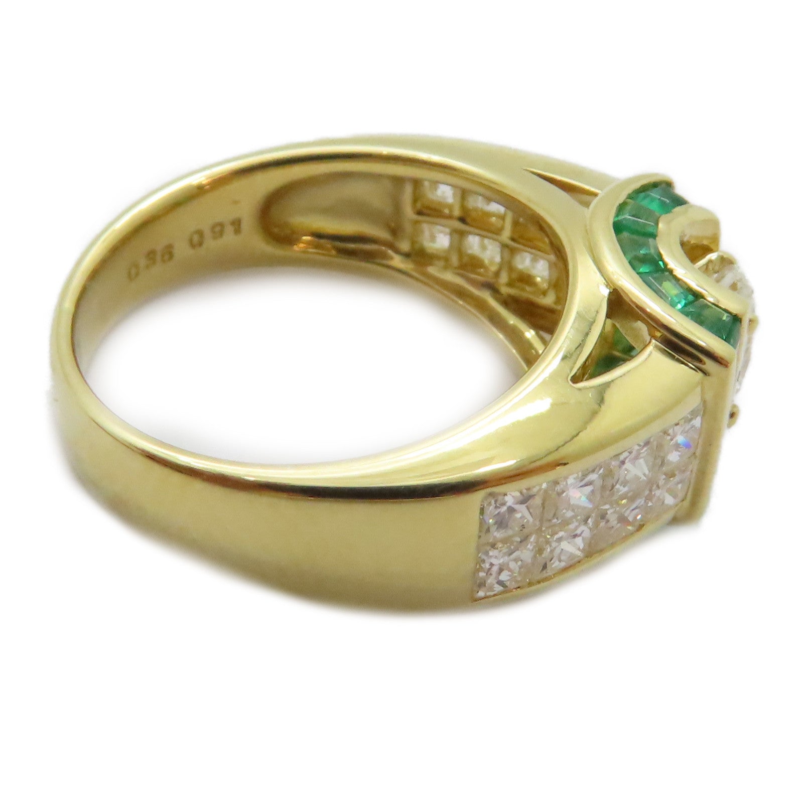 JEWELRY 【激減優惠】18K黃金Emerald Diamond Ring 0.52ct綠寶石/0.36ct 0.91ct鑽石戒指US#4.5