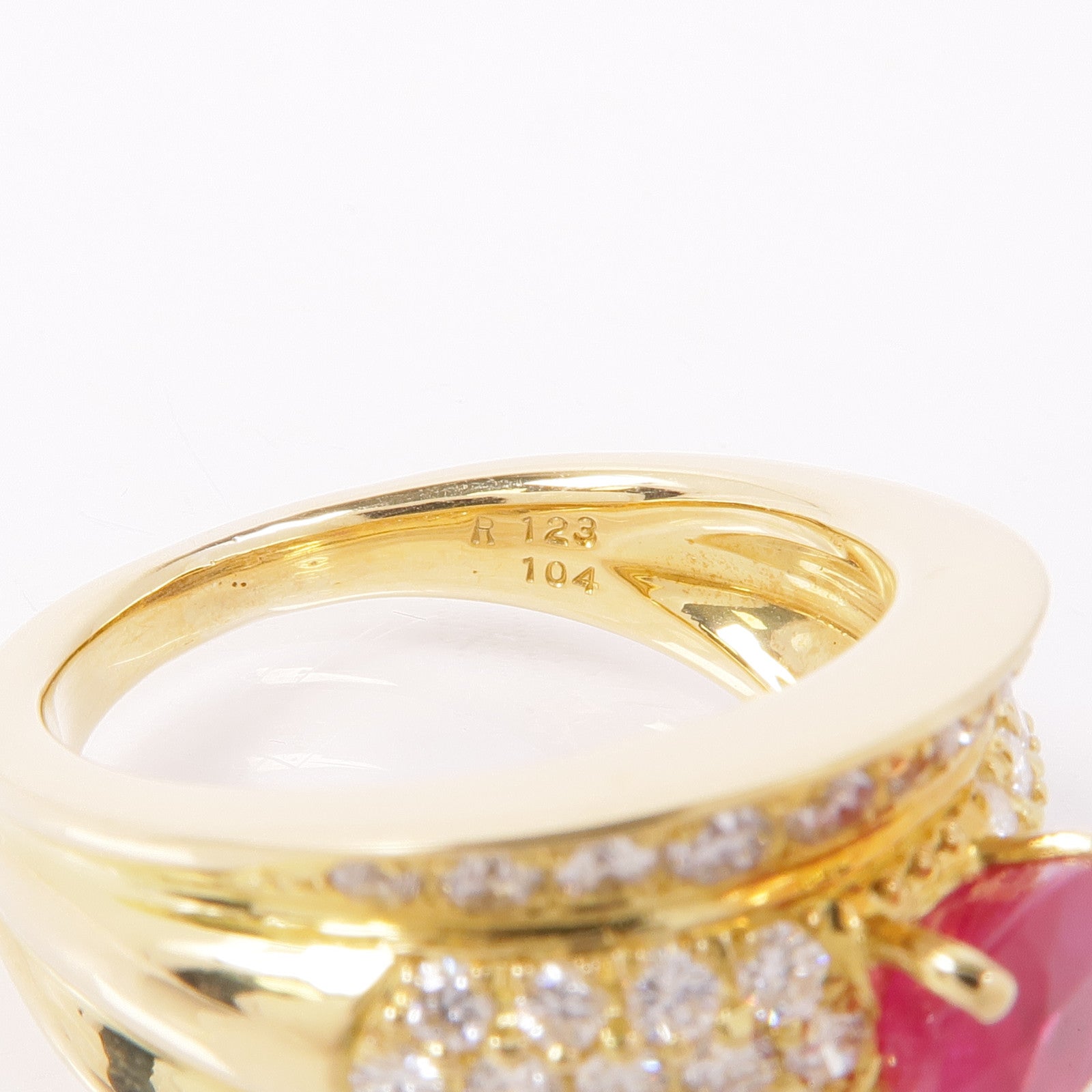 JEWELRY 【激減優惠】18K黃金Ruby/Diamond Ring紅寶石/鑽石戒指US#6.75