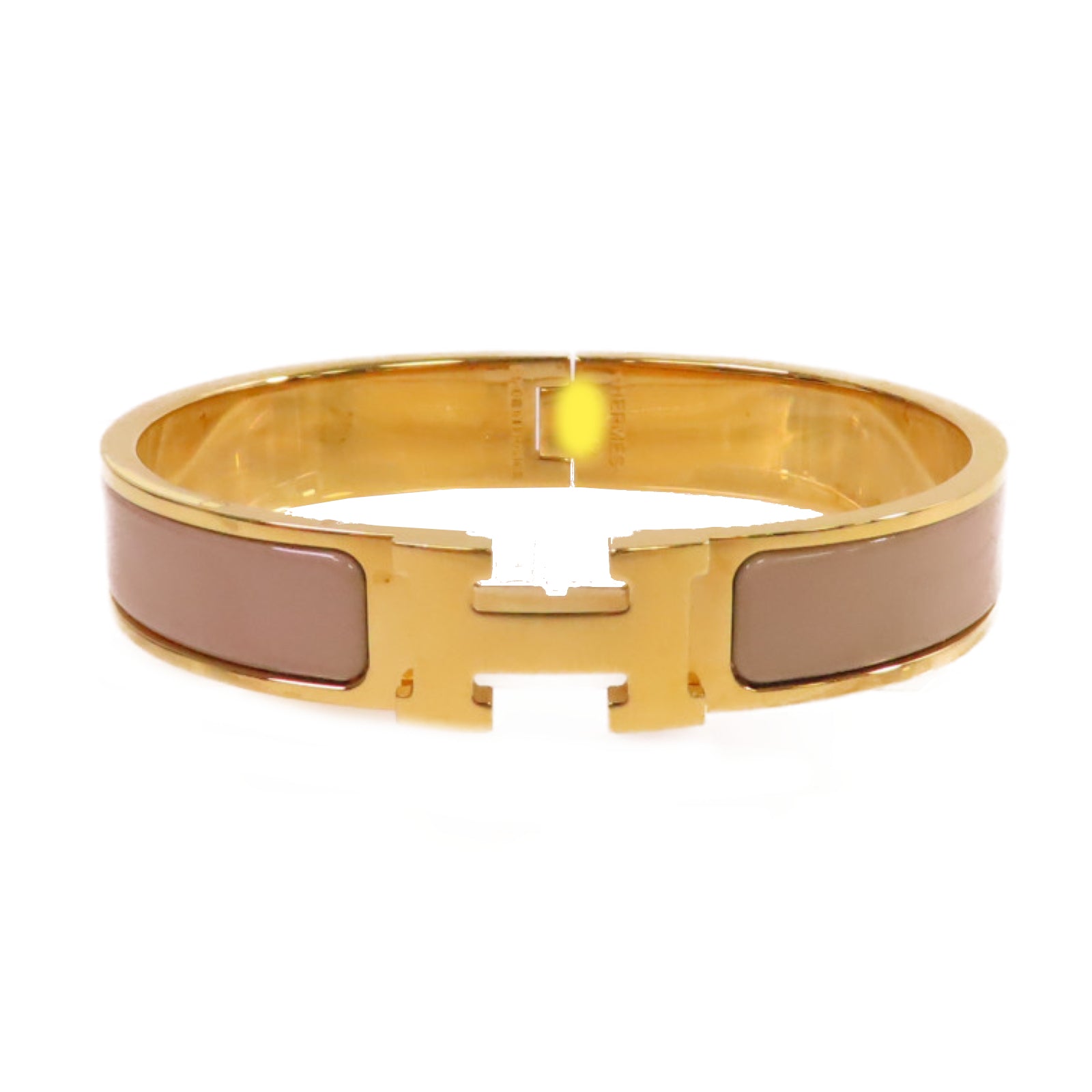 HERMES 金屬/琺瑯Clic H Bracelet金扣手鐲灰色