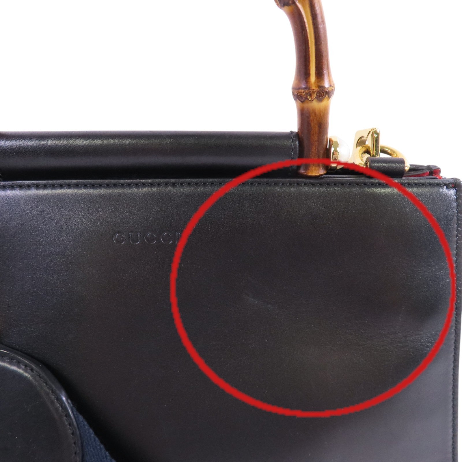 GUCCI 牛皮皮革Nymphaea Bamboo金扣手挽肩背兩用袋