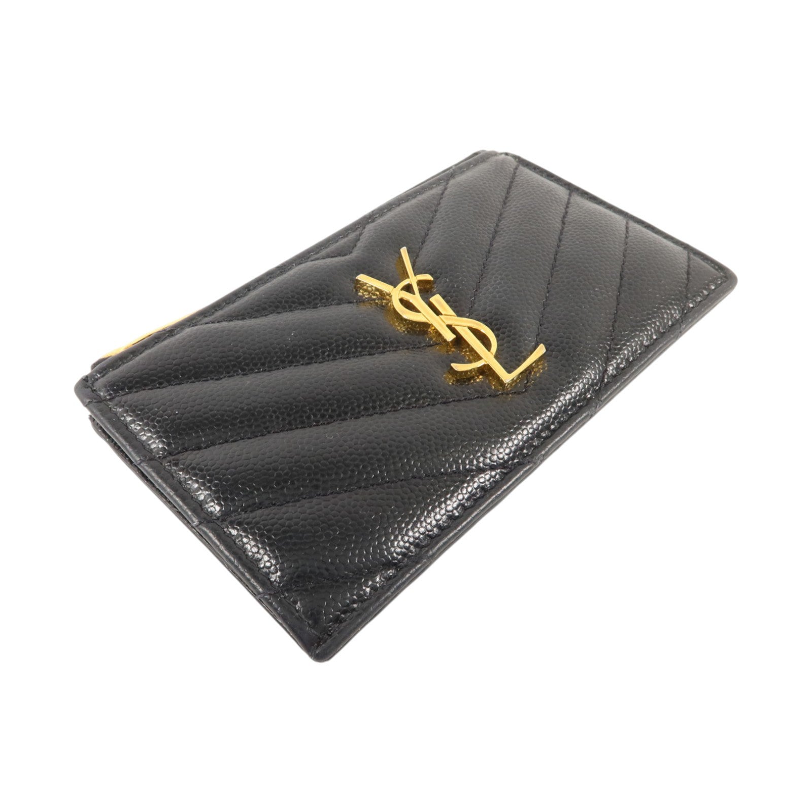 YVES SAINT LAURENT 牛皮皮革Card Case金扣卡片套