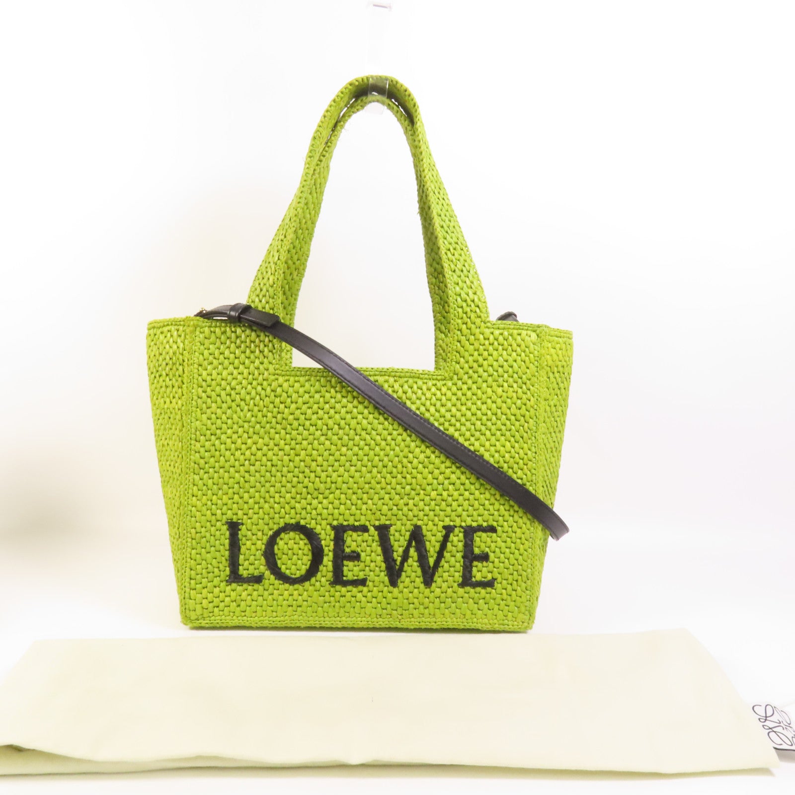 LOEWE Raffia Font Medium Tote手挽肩背兩用袋