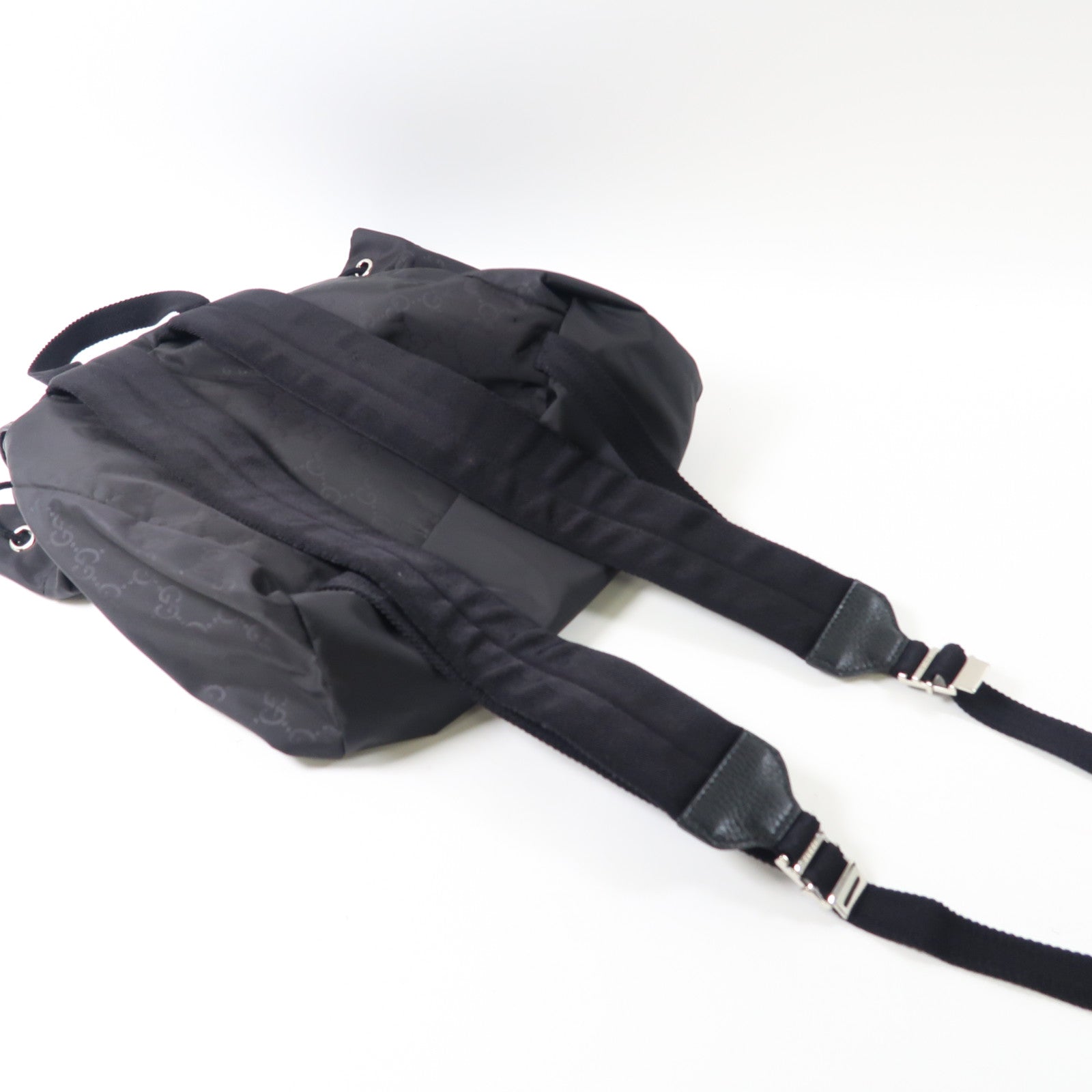 GUCCI 尼龍Backpack銀扣背包黑色