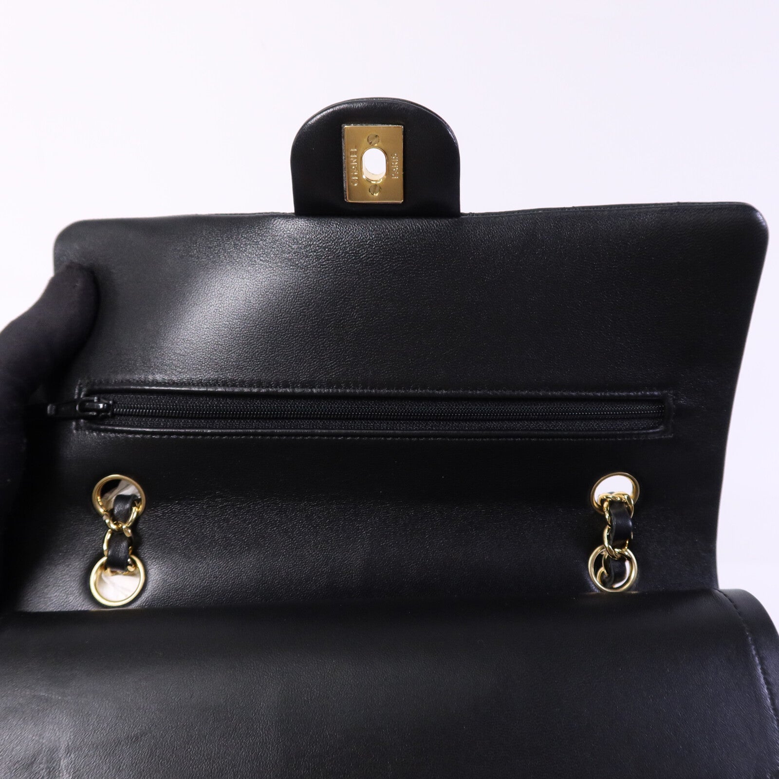 CHANEL 羊皮皮革Classic 25金扣鏈帶肩背袋