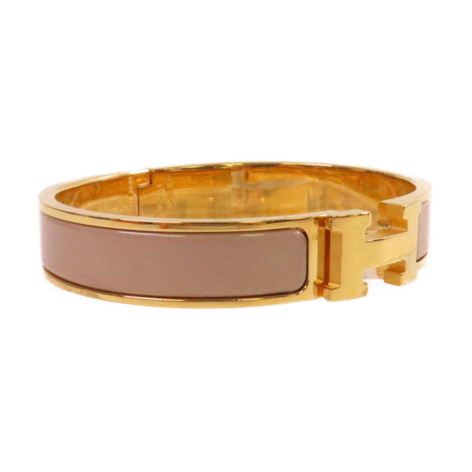 HERMES 金屬/琺瑯Clic H Bracelet金扣手鐲灰色