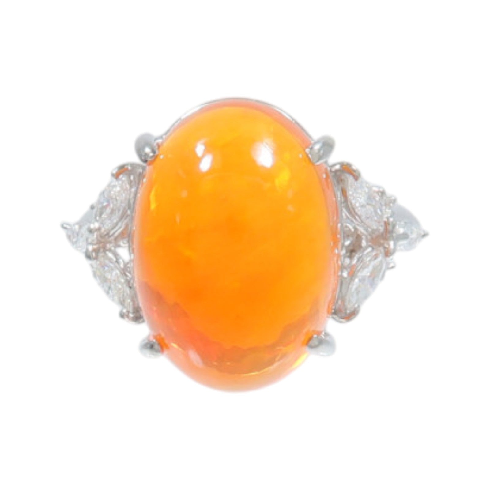 JEWELRY PT900鉑金Fire Opal Diamond Ring蛋白石/鑽石戒指