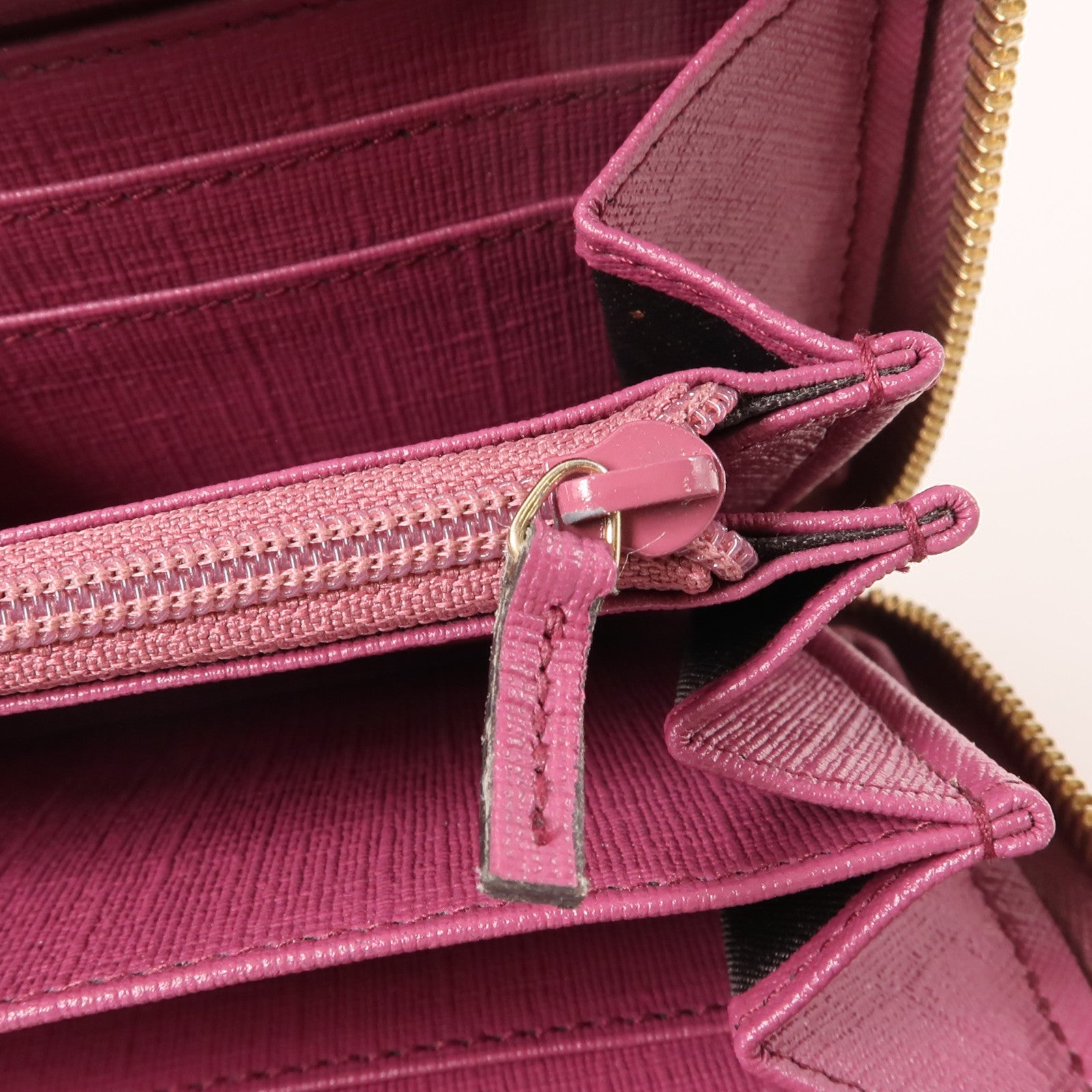 GUCCI 塗層帆布Long Wallet金扣長錢包棕色/粉紅色