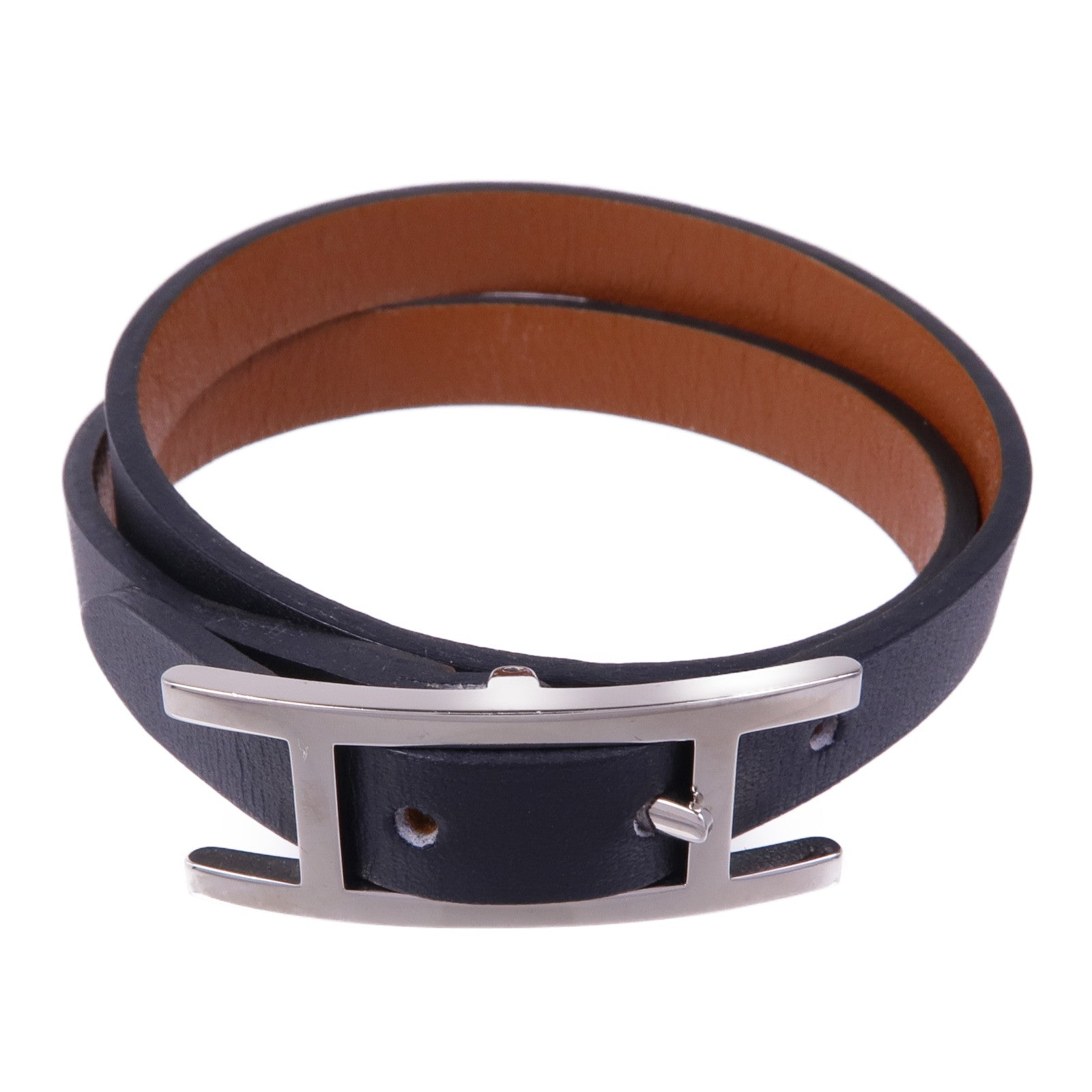 HERMES Swift皮革Behapi Double Tour銀扣手帶