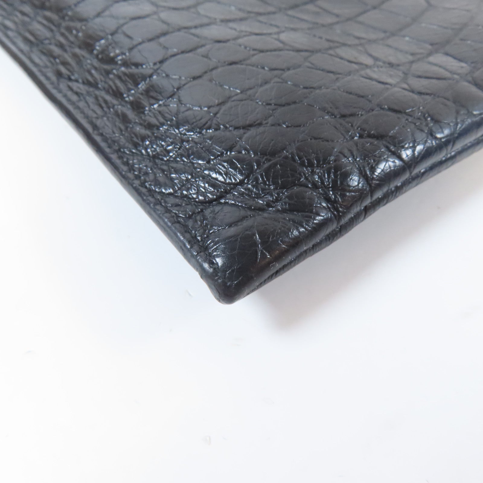 YVES SAINT LAURENT 皮革Clutch Bag銀扣手拿包黑色