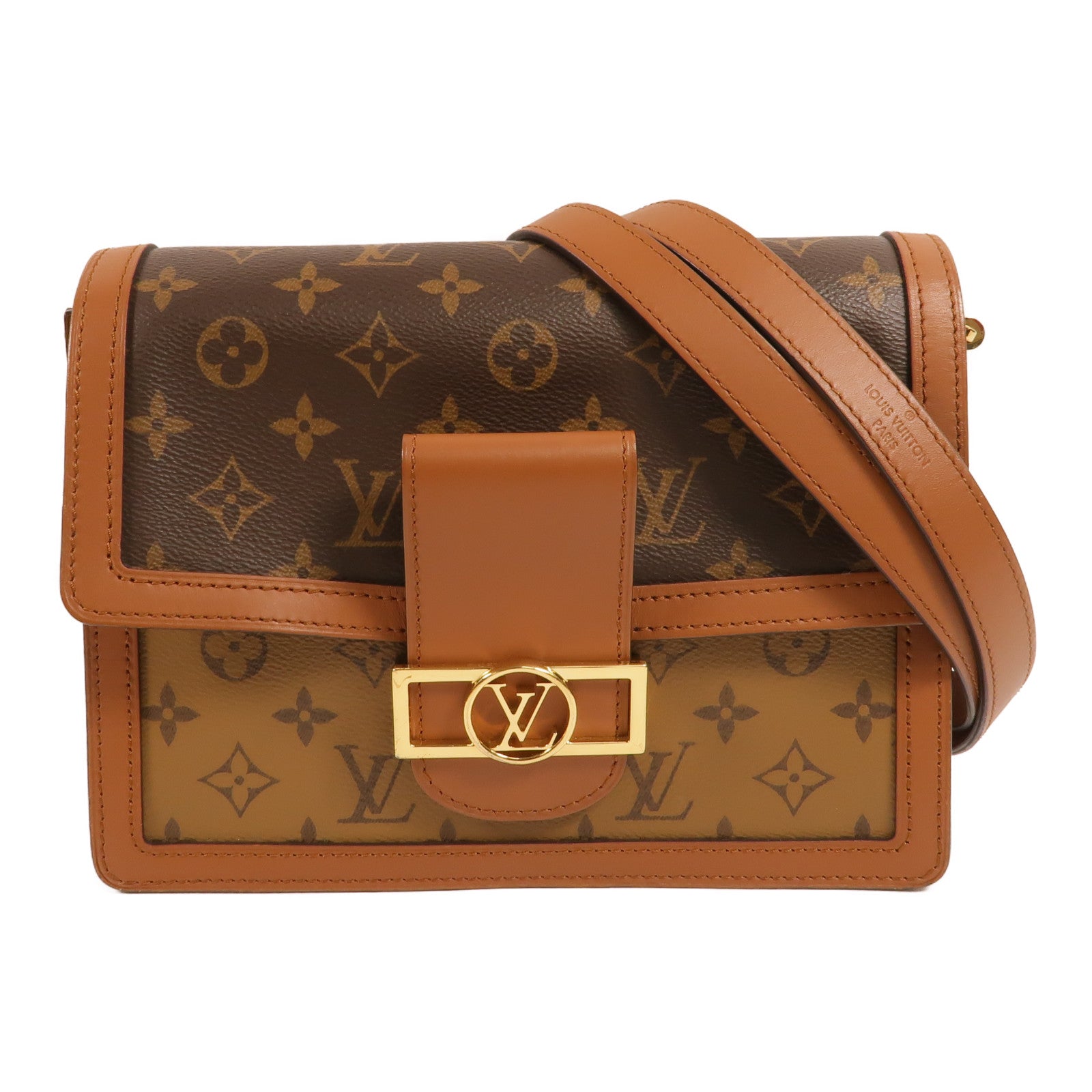 LOUIS VUITTON Monogram Reverse Dauphine MM金扣肩背袋