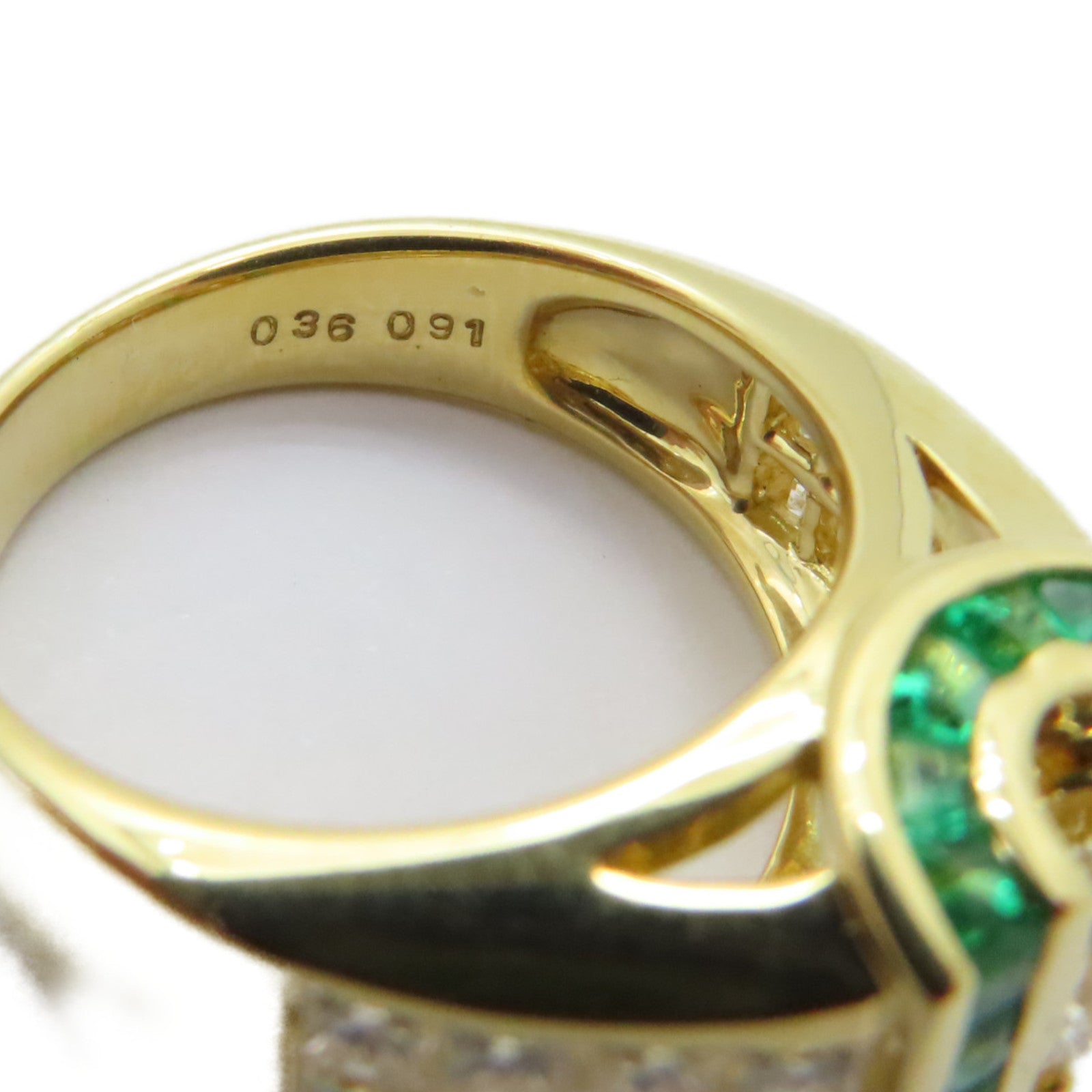 JEWELRY 【激減優惠】18K黃金Emerald Diamond Ring 0.52ct綠寶石/0.36ct 0.91ct鑽石戒指US#4.5