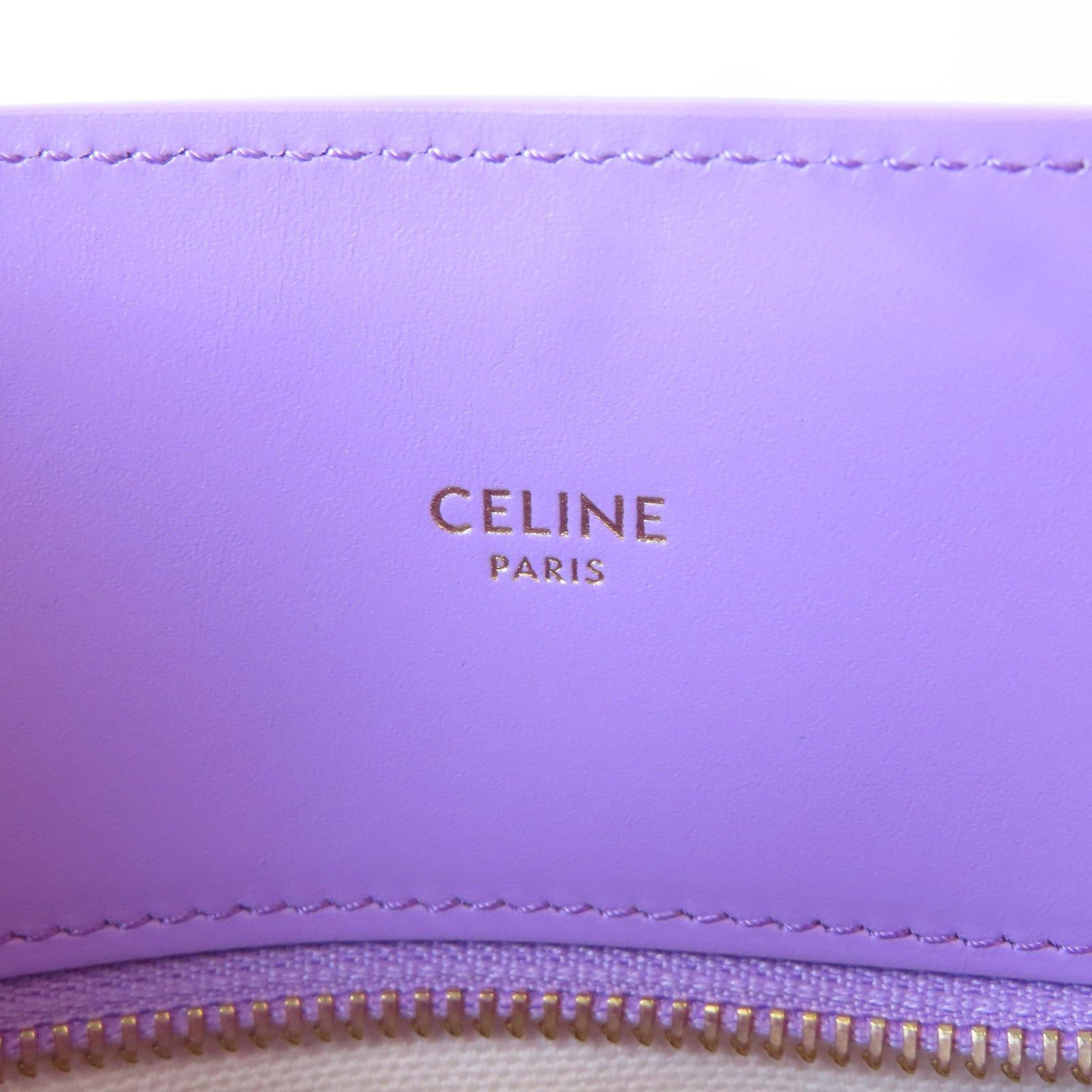 CELINE 帆布/皮革Cabas金扣手挽肩背兩用袋白色/紫色