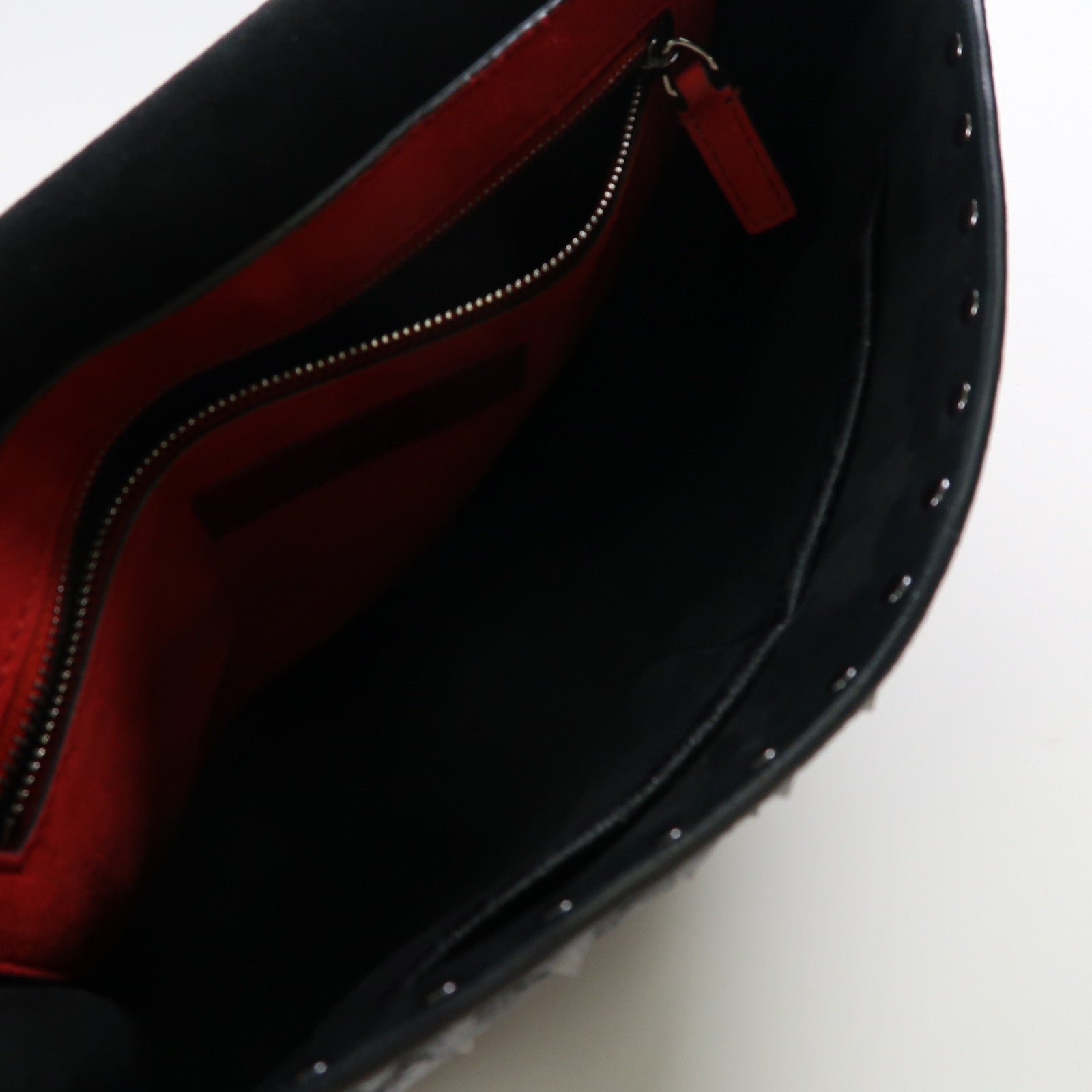 Valentino 牛皮皮革2 Way Shoulder銀扣手挽肩背兩用袋黑色