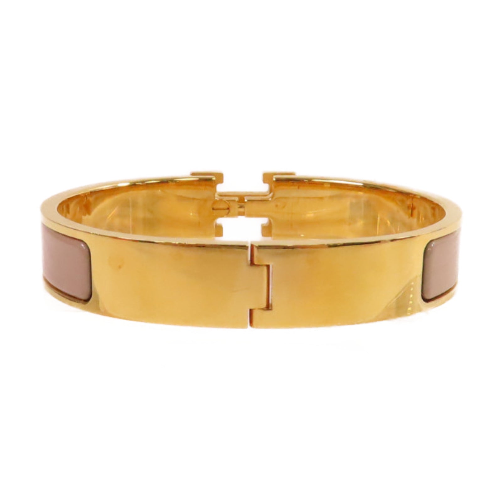 HERMES 金屬/琺瑯Clic H Bracelet金扣手鐲灰色
