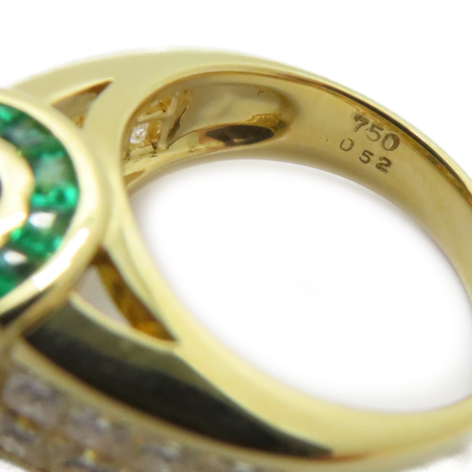 JEWELRY 【激減優惠】18K黃金Emerald Diamond Ring 0.52ct綠寶石/0.36ct 0.91ct鑽石戒指US#4.5