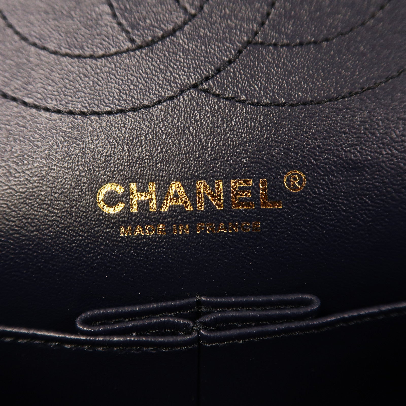 CHANEL 菱格麂皮皮革2.55金扣鏈帶肩背袋藍色