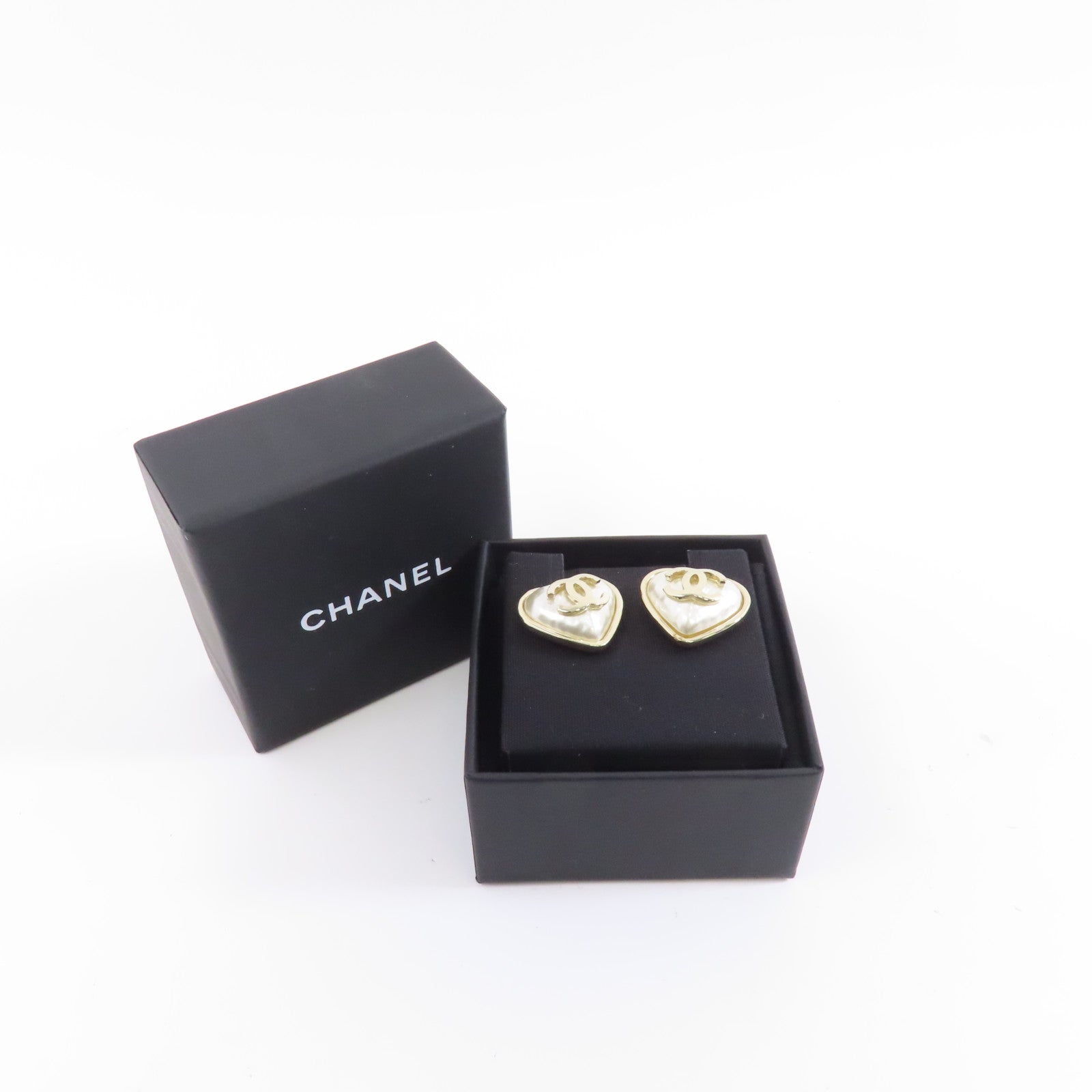 CHANEL 金屬Earrings耳環白色/金色