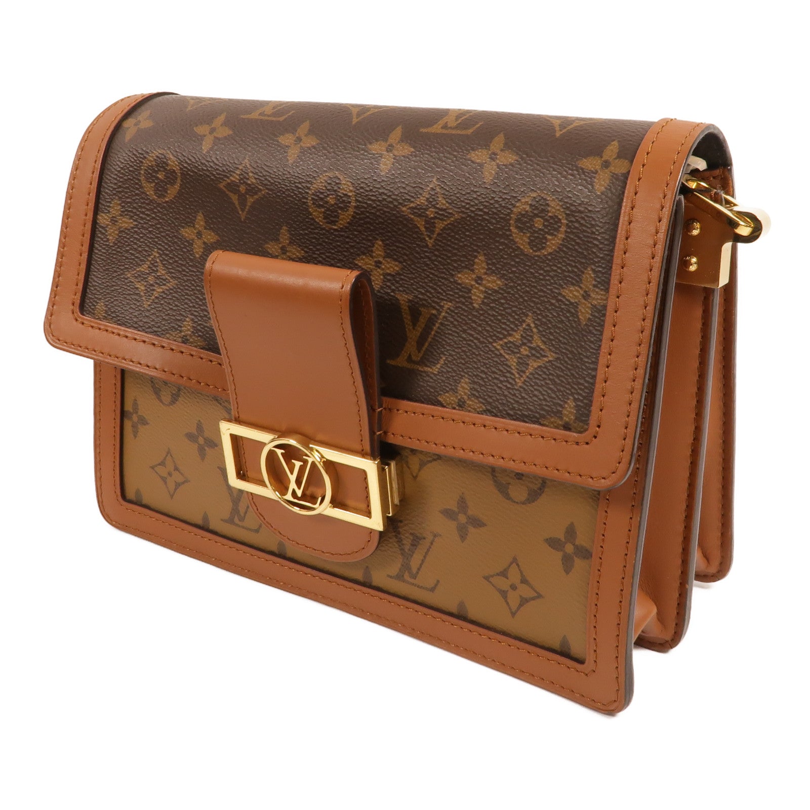 LOUIS VUITTON Monogram Reverse Dauphine MM金扣肩背袋