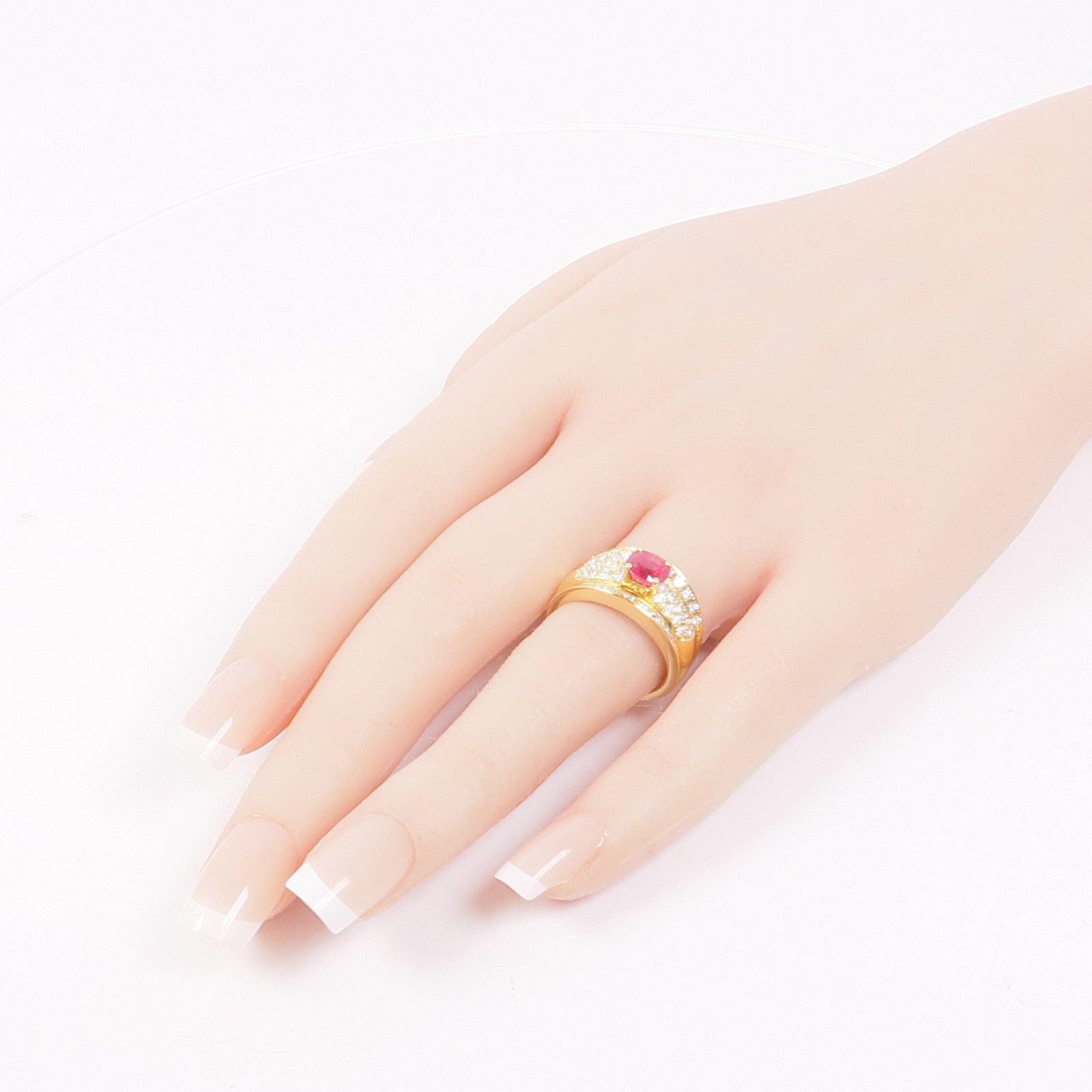 JEWELRY Ruby Diamond Ring 18K Yellow Gold US#6.75
