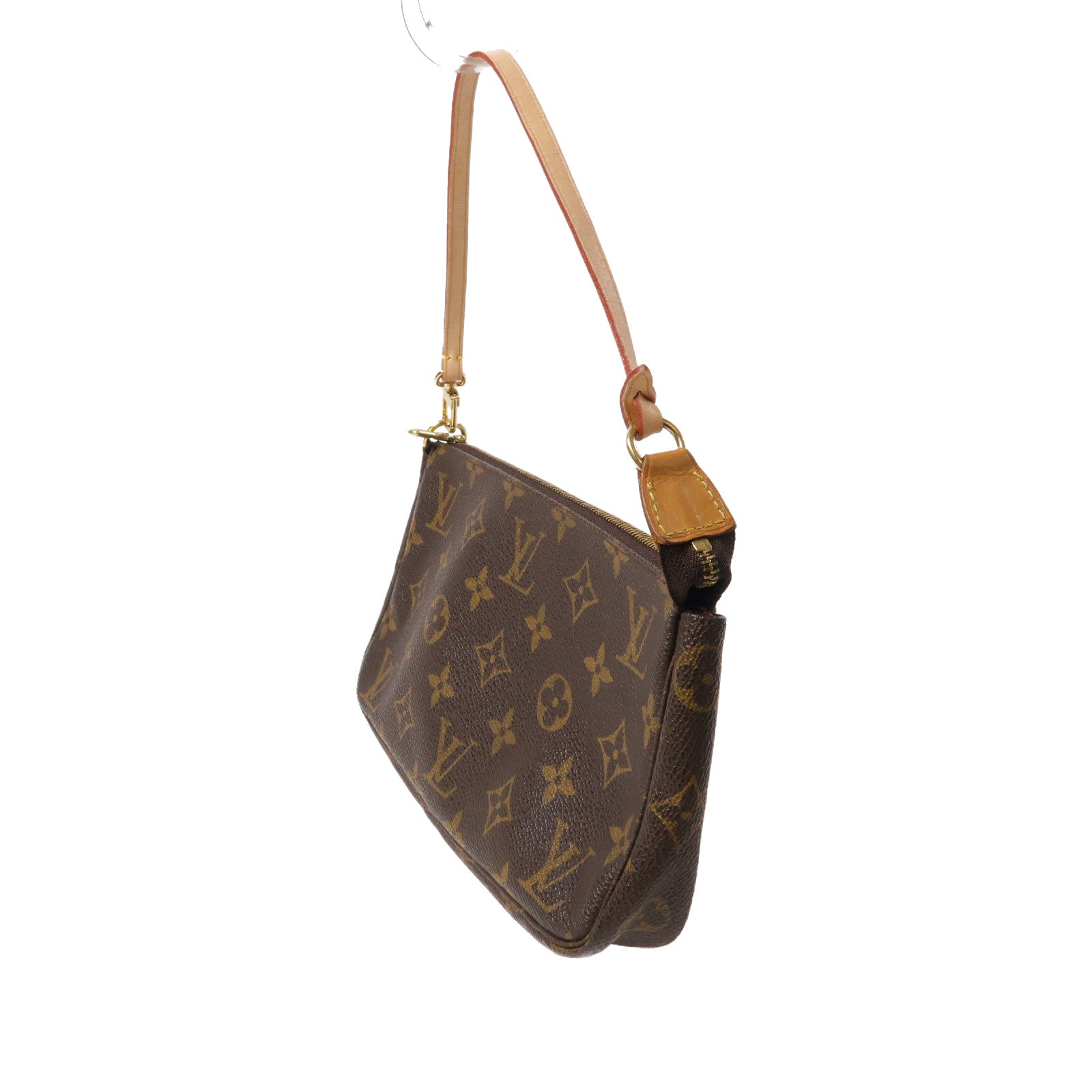 LOUIS VUITTON Monogram Pochette Accessories金扣手拿包啡色·