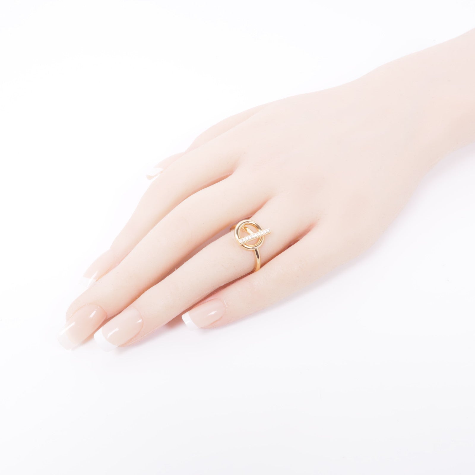 HERMES 18K玫瑰金Echappee Ring鑽石戒指Hermes#52/US#6