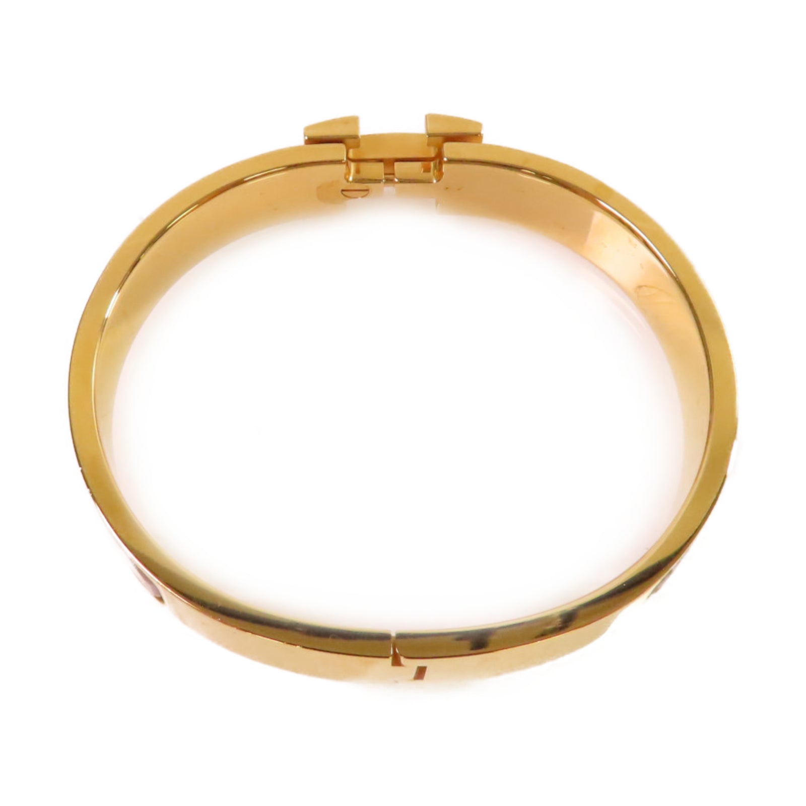 HERMES 金屬/琺瑯Clic H Bracelet金扣手鐲灰色