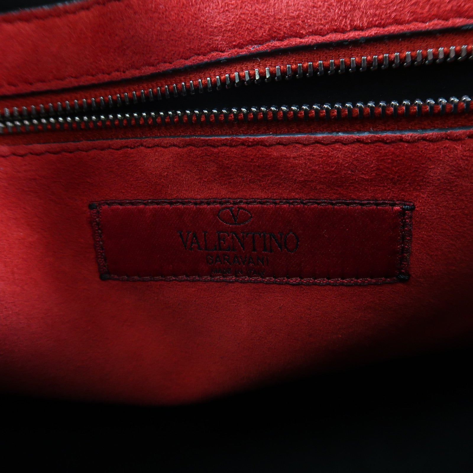 Valentino 牛皮皮革2 Way Shoulder銀扣手挽肩背兩用袋黑色