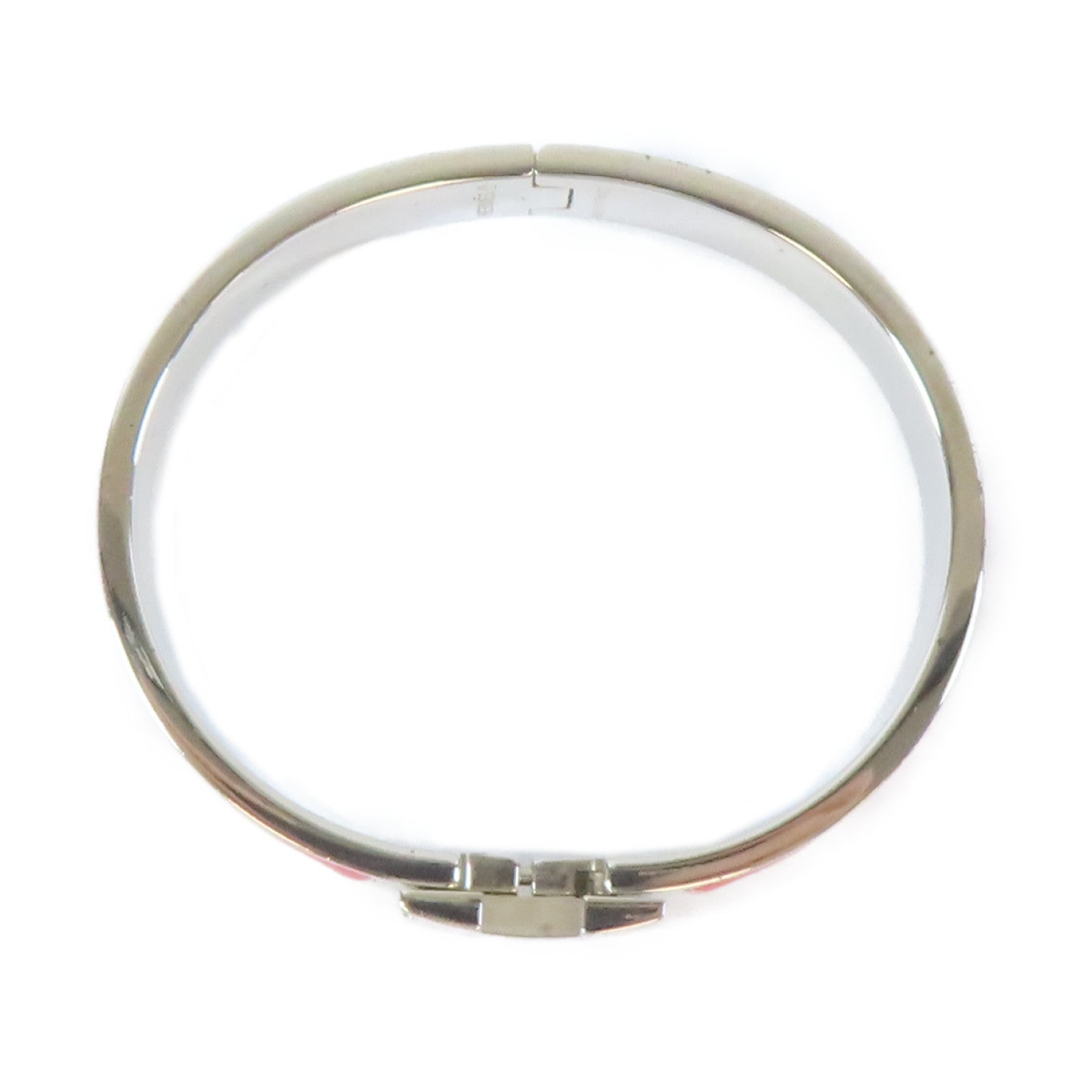 HERMES 金屬Clic H Bracelet手鐲銀色/粉紅色#17cm