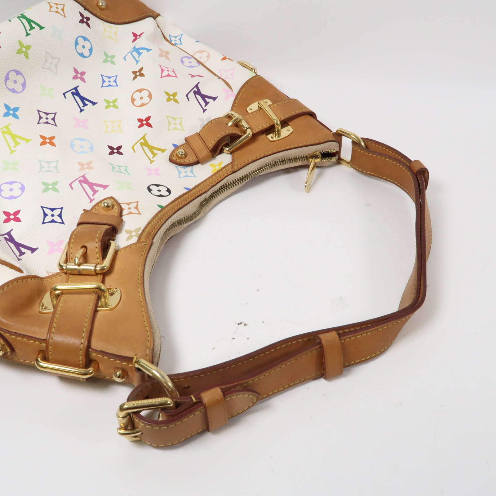 LOUIS VUITTON Monogram Multicolore Greta金扣肩背袋白色
