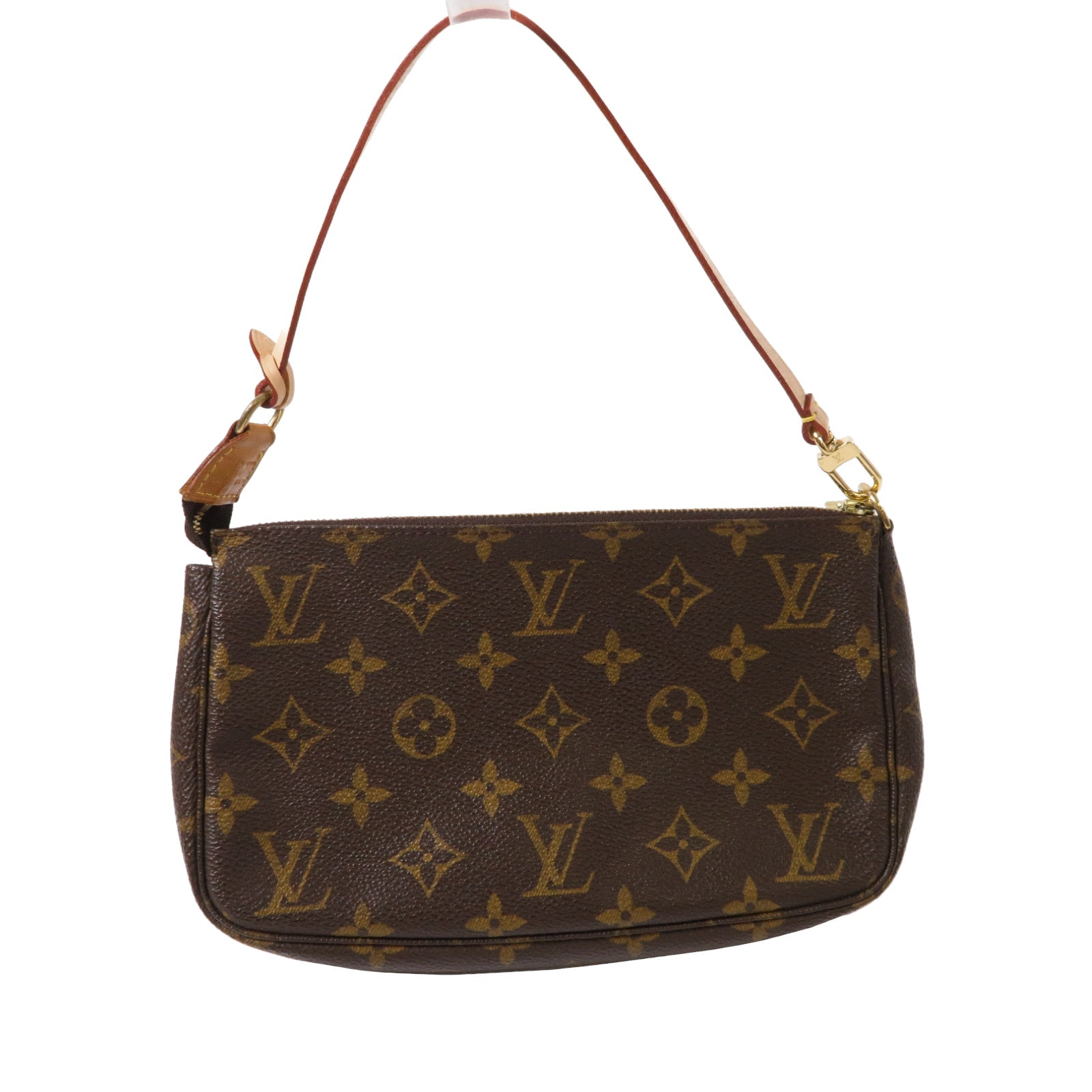 LOUIS VUITTON Monogram Pochette Accessories金扣手拿包啡色·