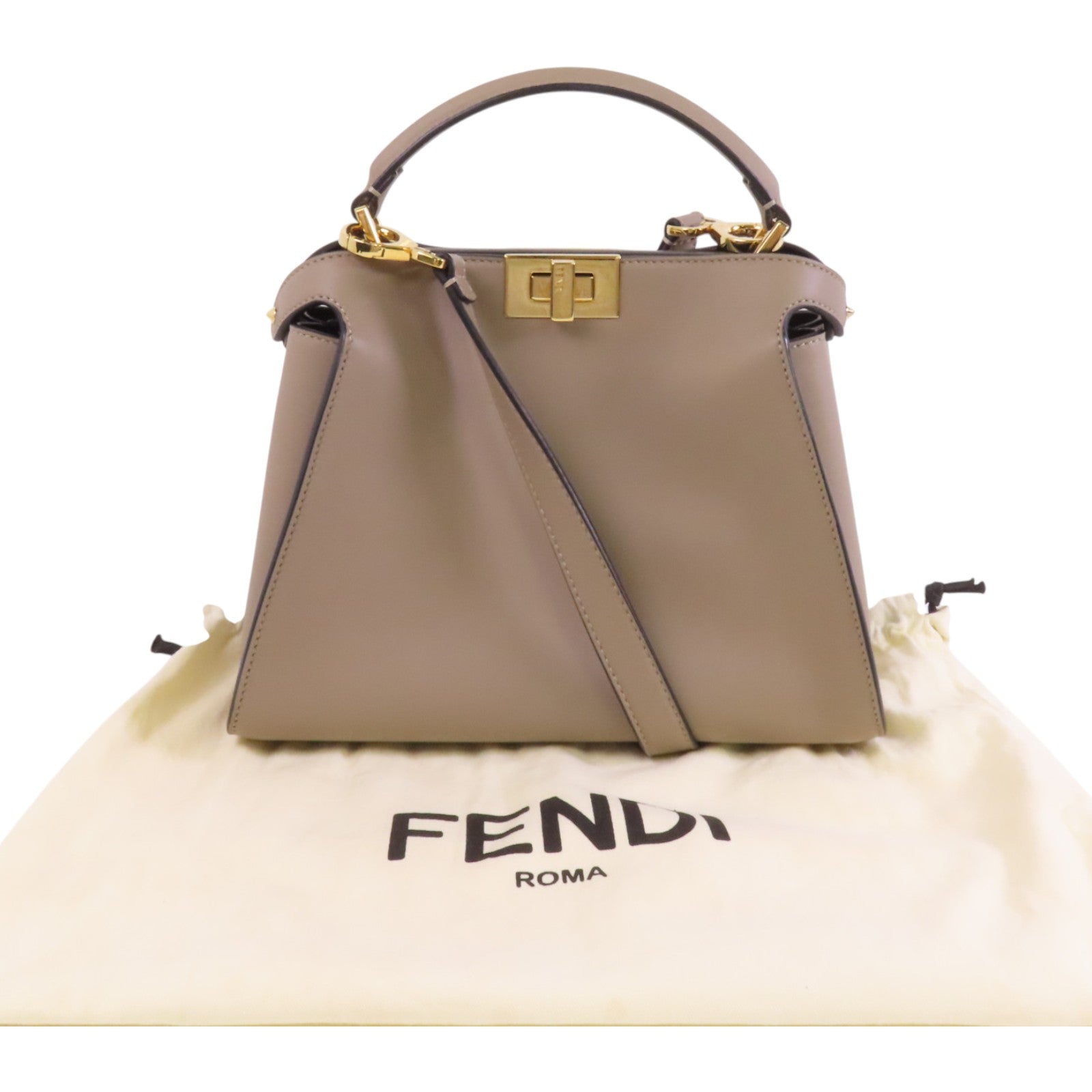 FENDI 牛皮皮革Peekaboo金扣手挽肩背兩用袋