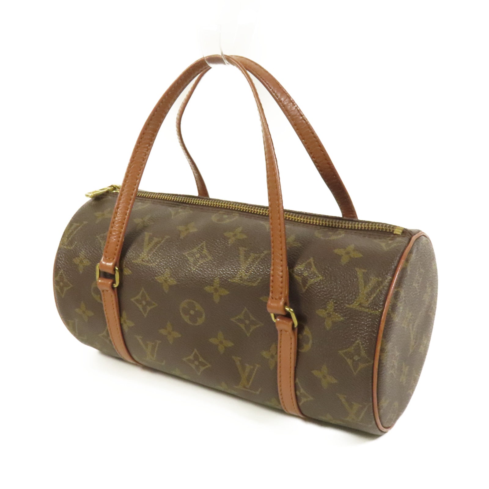 LOUIS VUITTON Monogram Papillon金扣手挽袋棕色