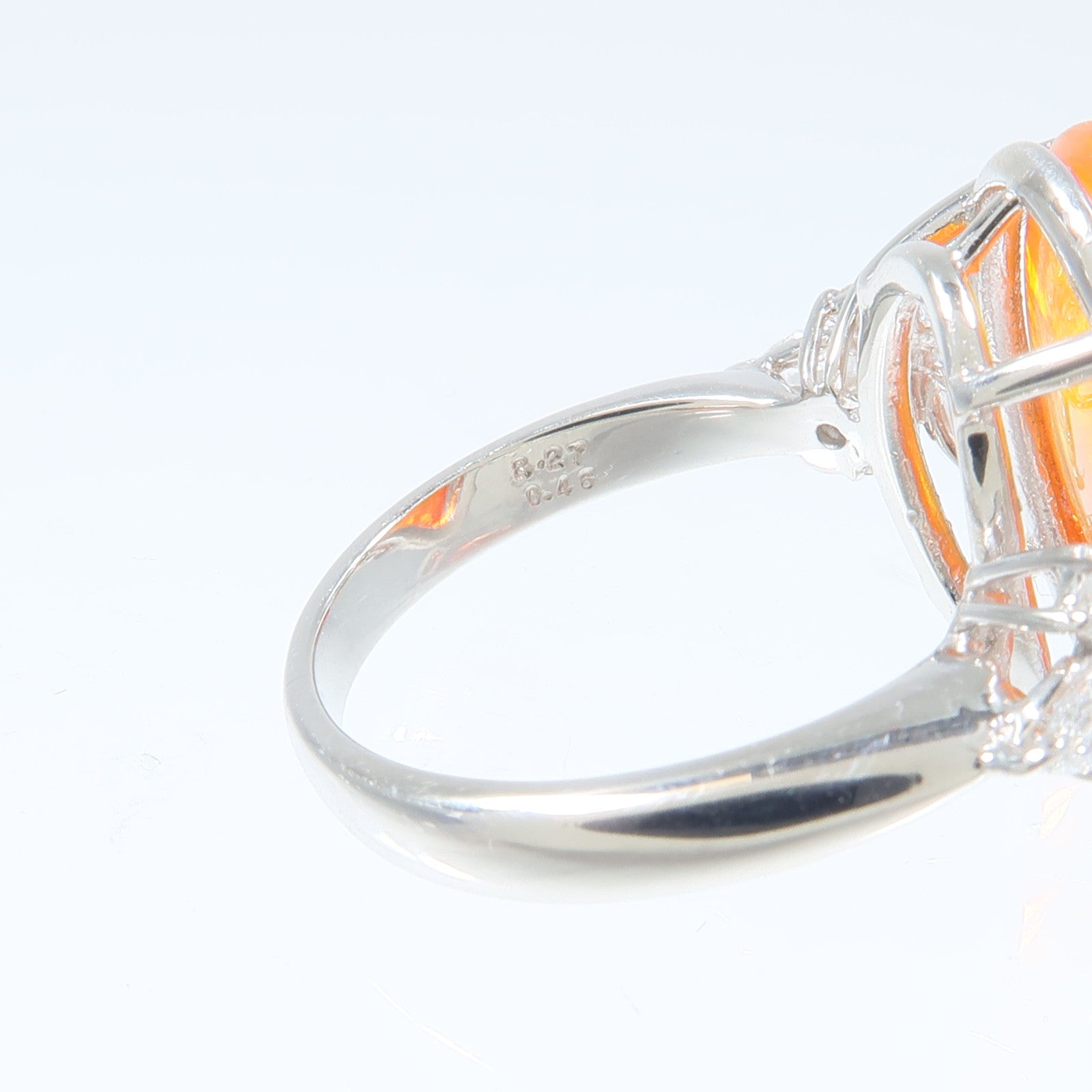 JEWELRY PT900鉑金Fire Opal Diamond Ring蛋白石/鑽石戒指