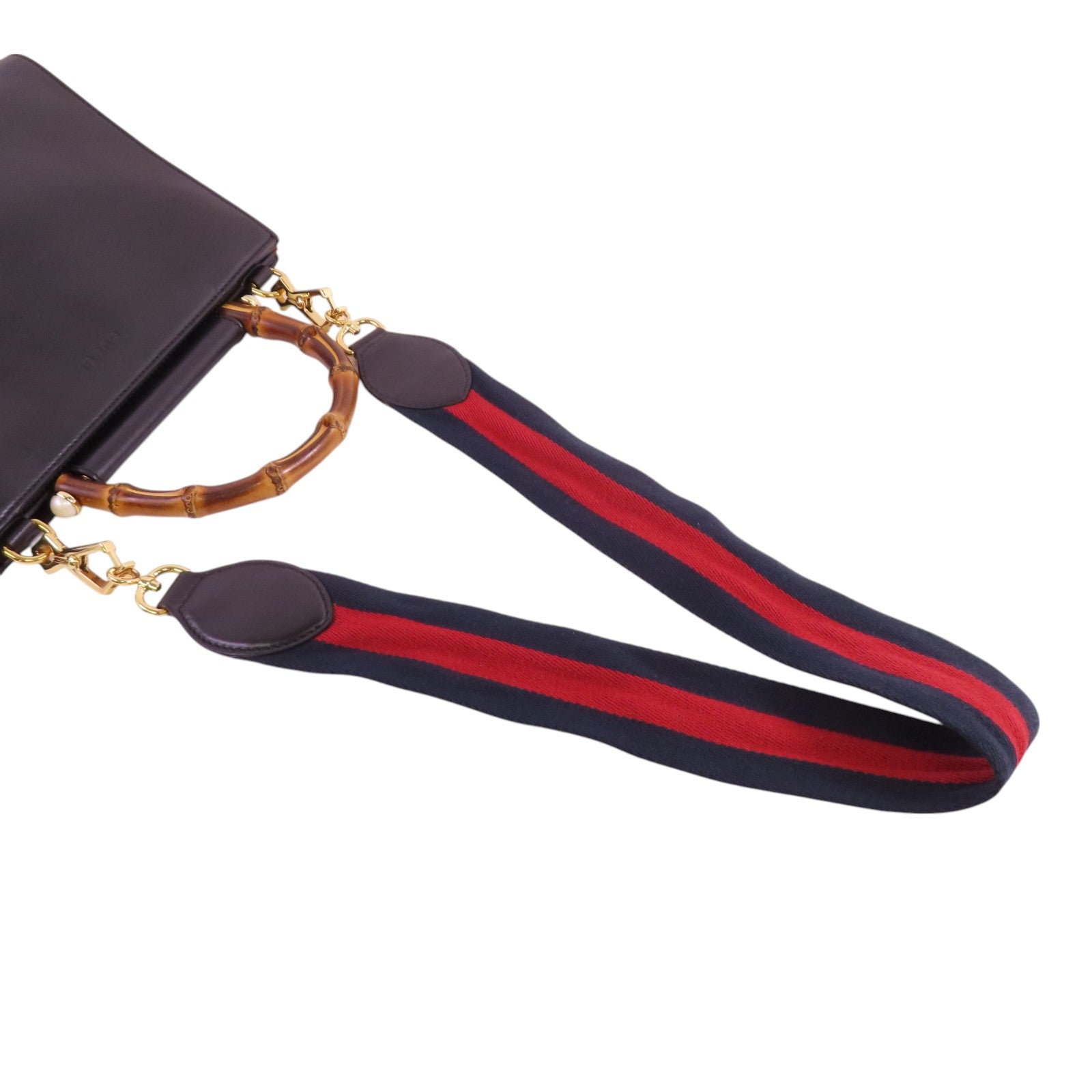 GUCCI 牛皮皮革Nymphaea Bamboo金扣手挽肩背兩用袋