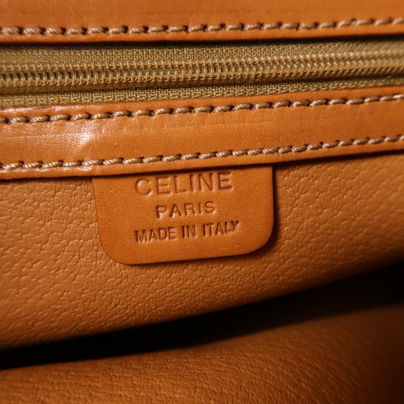 CELINE 塗層帆布Macadam Tote Bag金扣肩背袋棕色