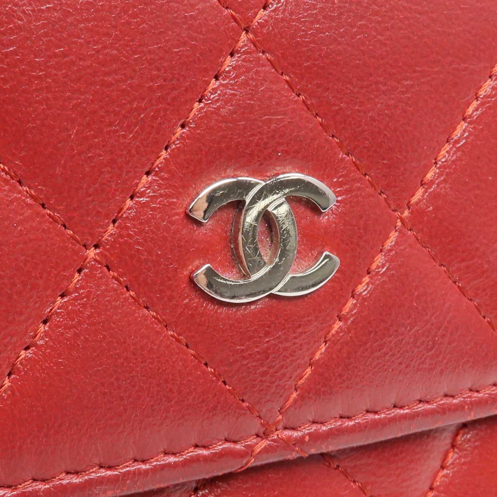 CHANEL 【激減優惠】羊皮皮革Long Wallet銀扣長錢包