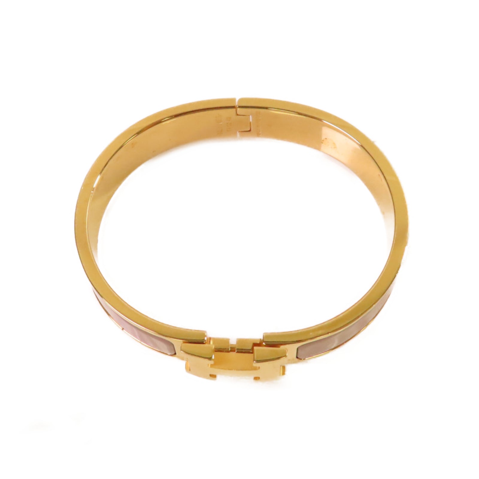 HERMES 金屬/琺瑯Clic H Bracelet金扣手鐲灰色