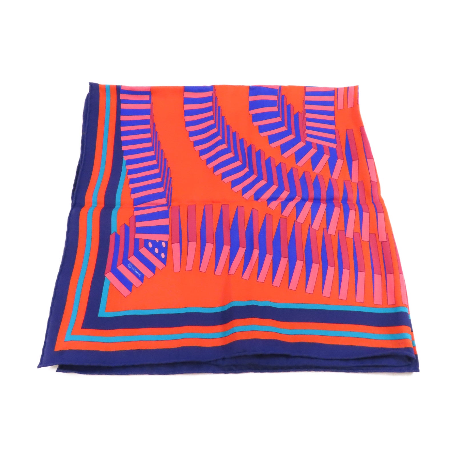HERMES 絲質Scarf絲巾橙色/藍色/彩色