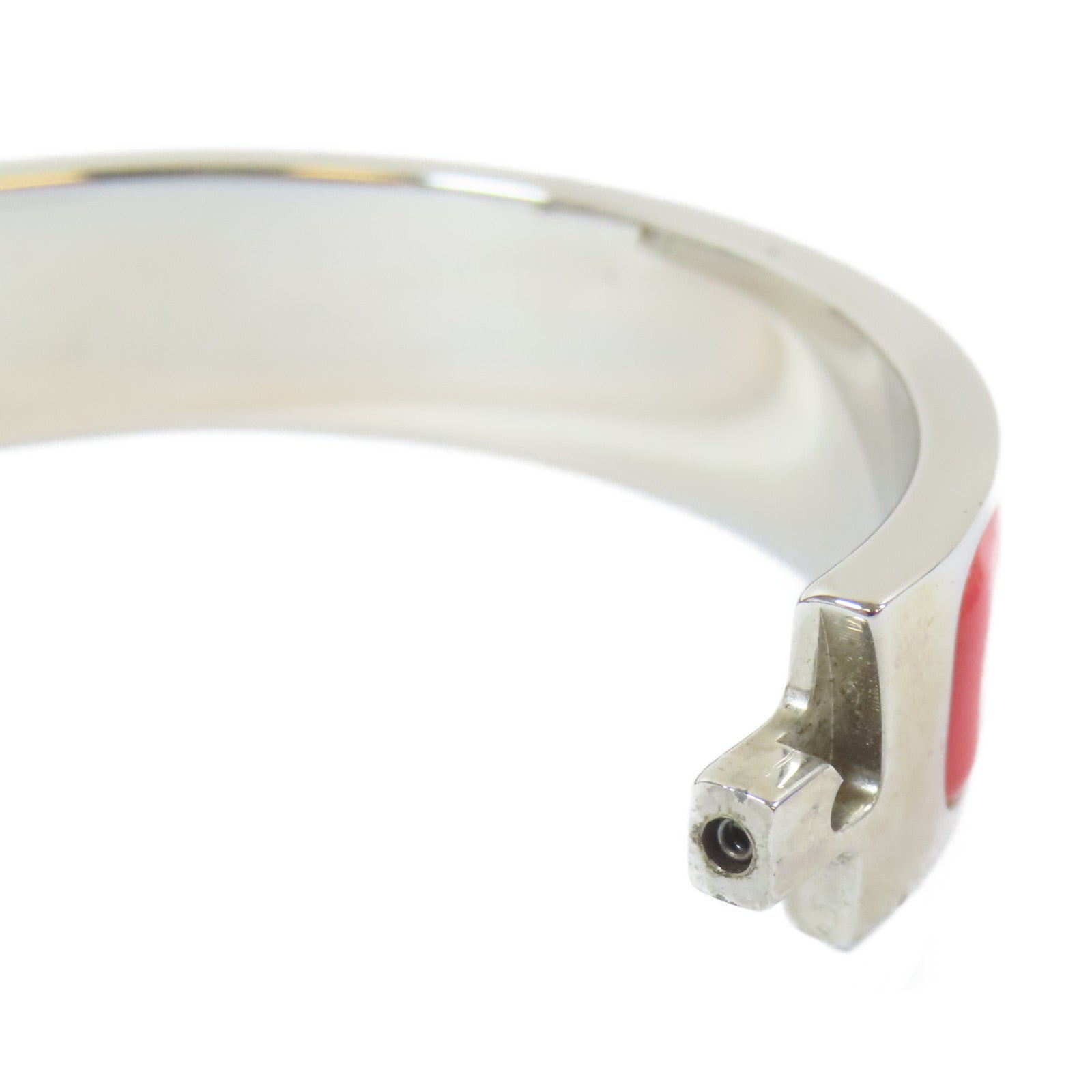 HERMES 金屬Clic H Bracelet手鐲銀色/粉紅色#17cm
