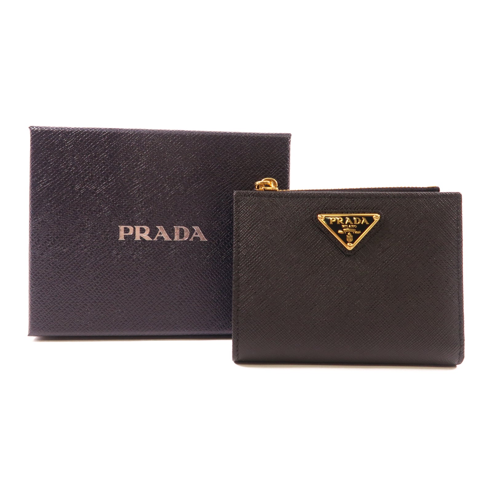 PRADA Saffiano皮革Wallet金扣錢包