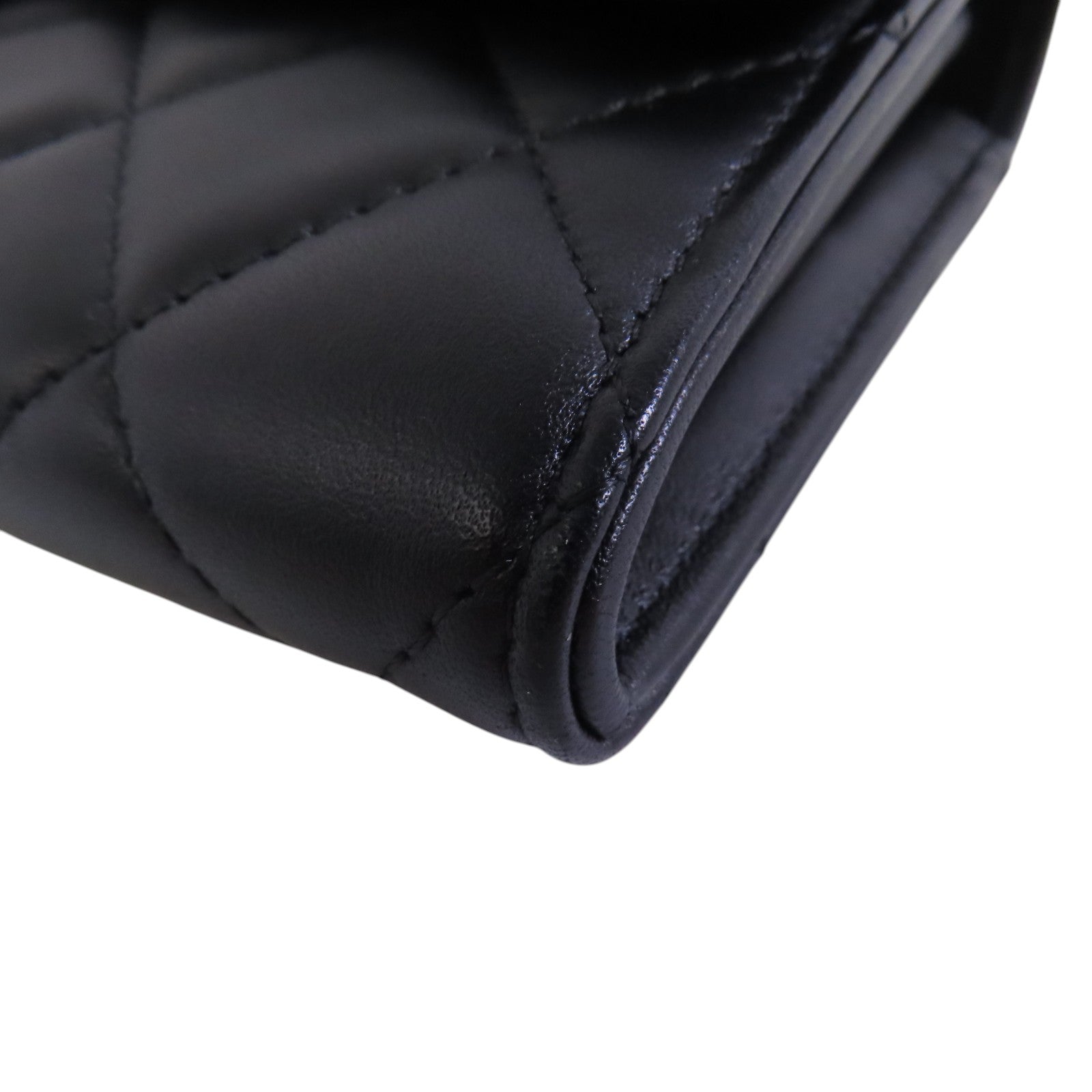 CHANEL 羊皮皮革Long Wallet金扣長錢包