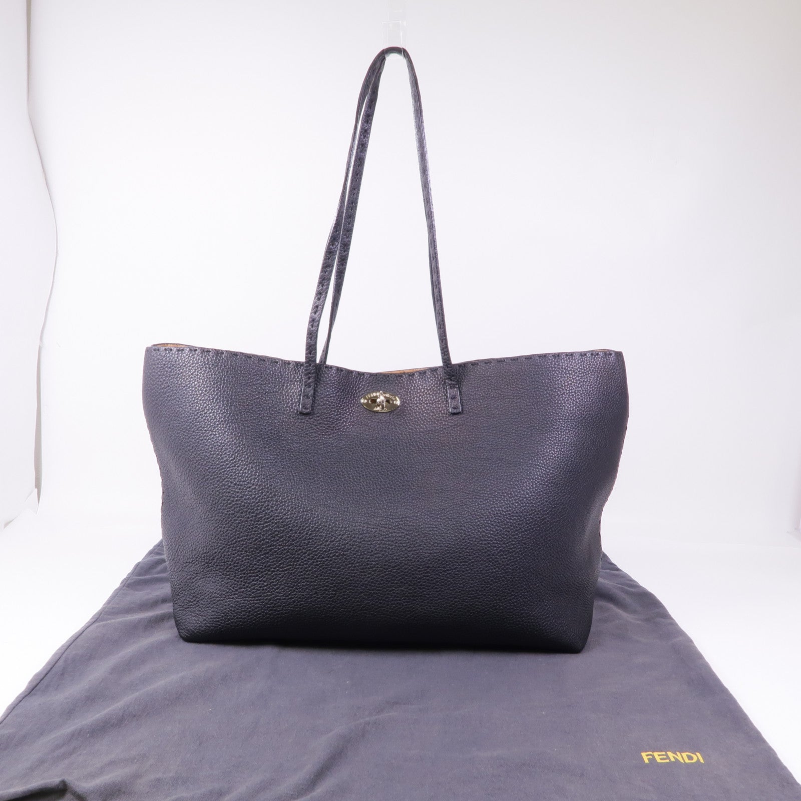 FENDI 牛皮皮革Shoulder Tote銀扣肩背袋/手挽袋