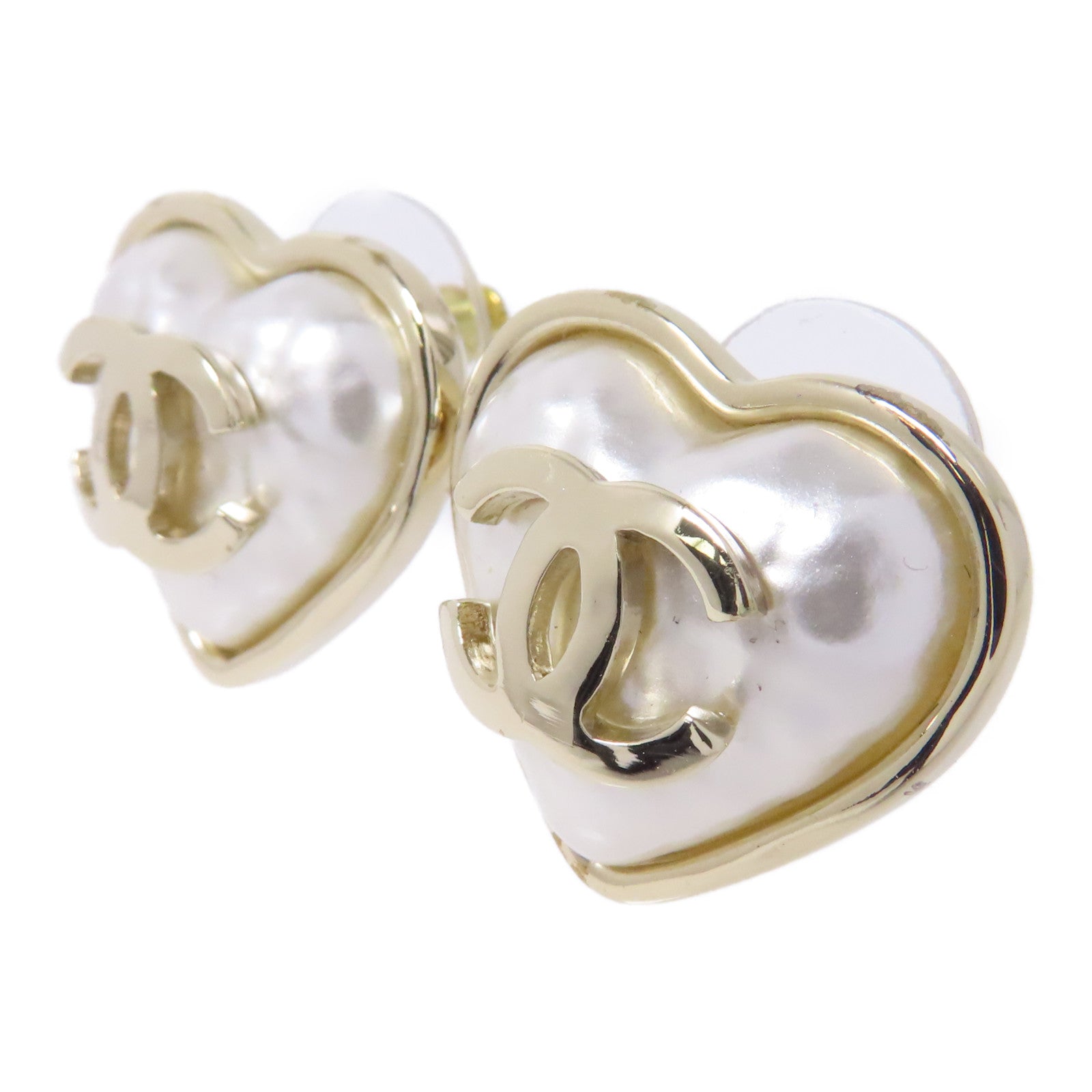CHANEL 金屬Earrings耳環白色/金色